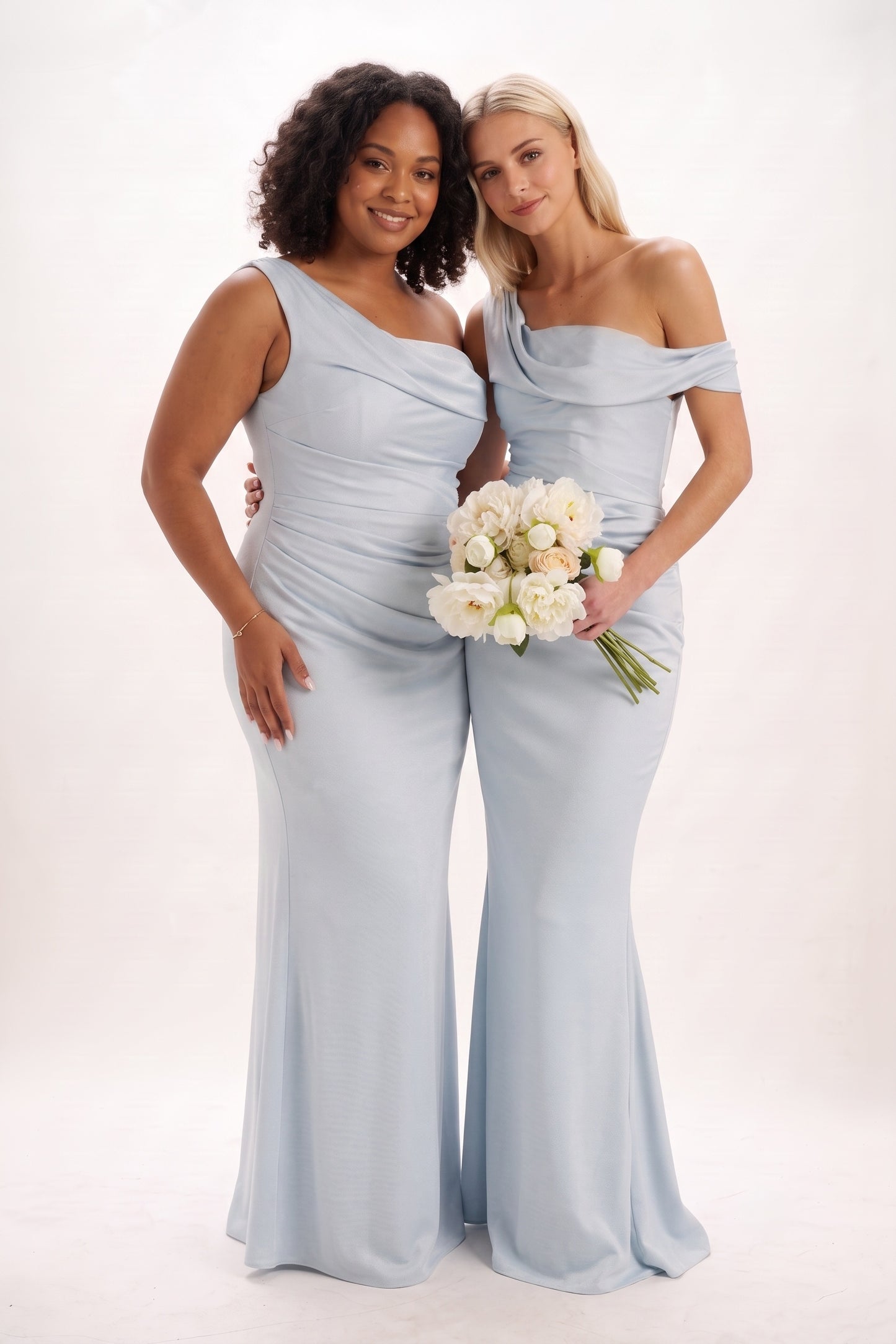 Sheath-Column Maxi Luxe Satin Bridesmaid Dress CB0815