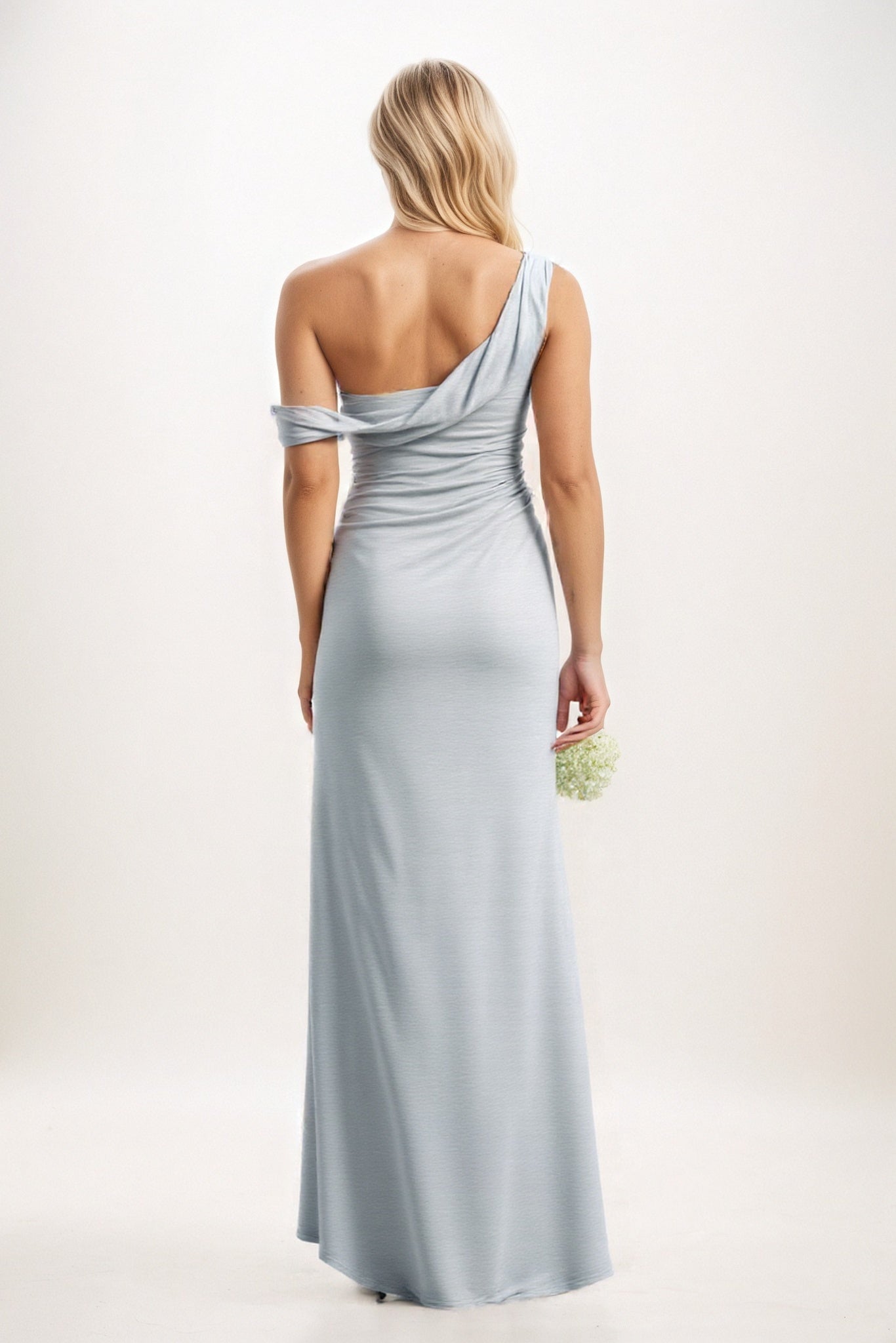 Sheath-Column Maxi Luxe Satin Bridesmaid Dress CB0815