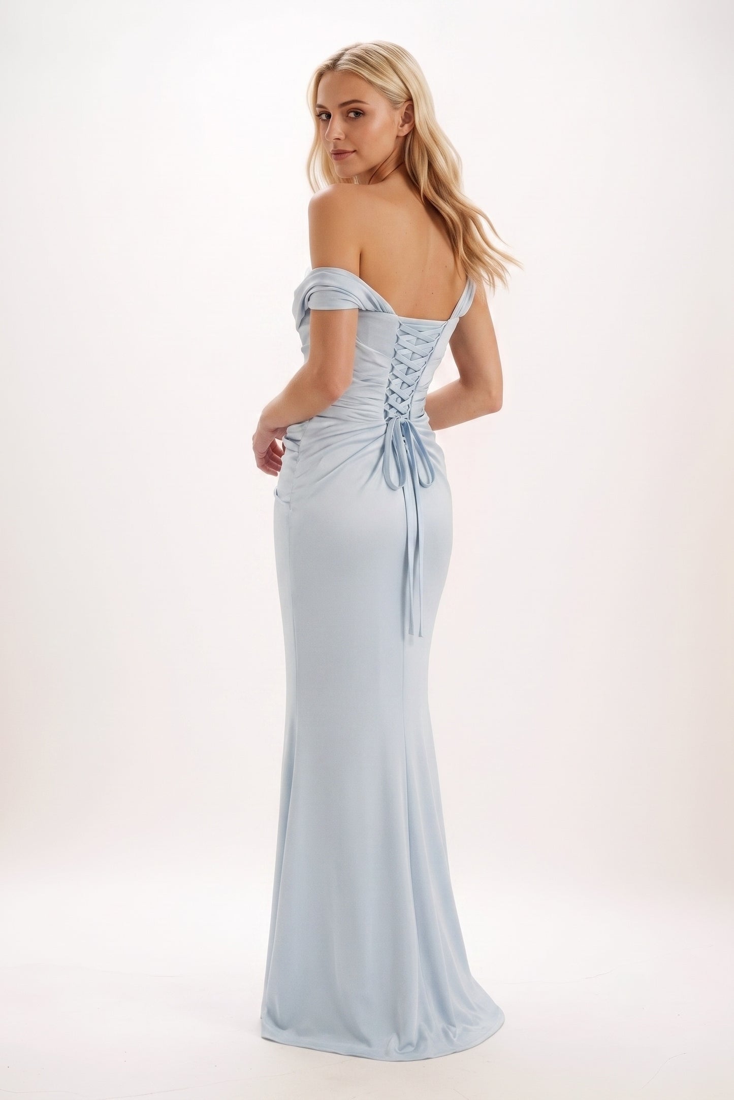 Sheath-Column Maxi Luxe Satin Bridesmaid Dress CB0815