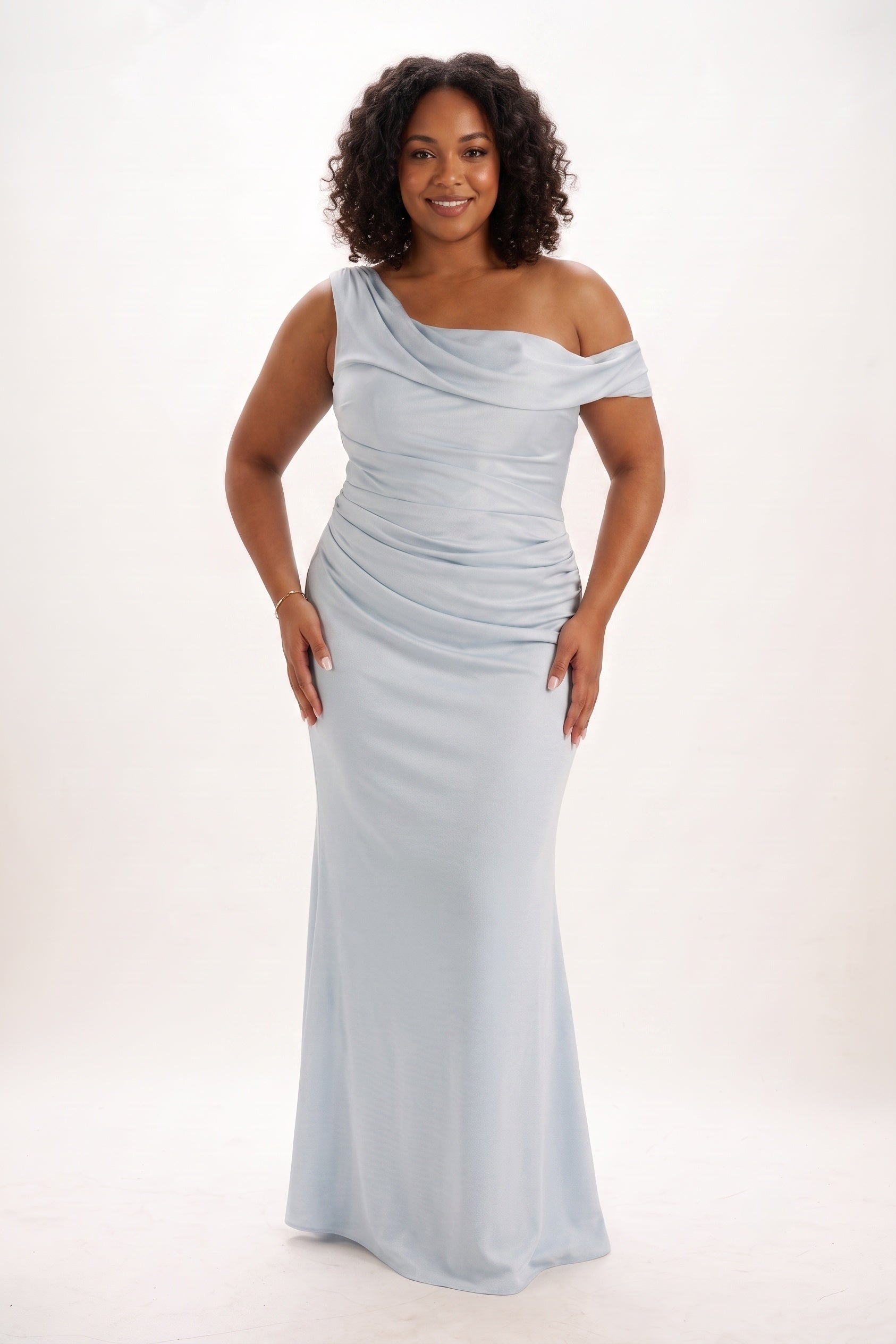 Sheath Maxi Luxe Satin Bridesmaid Dresses Off the Shoulder Wedding