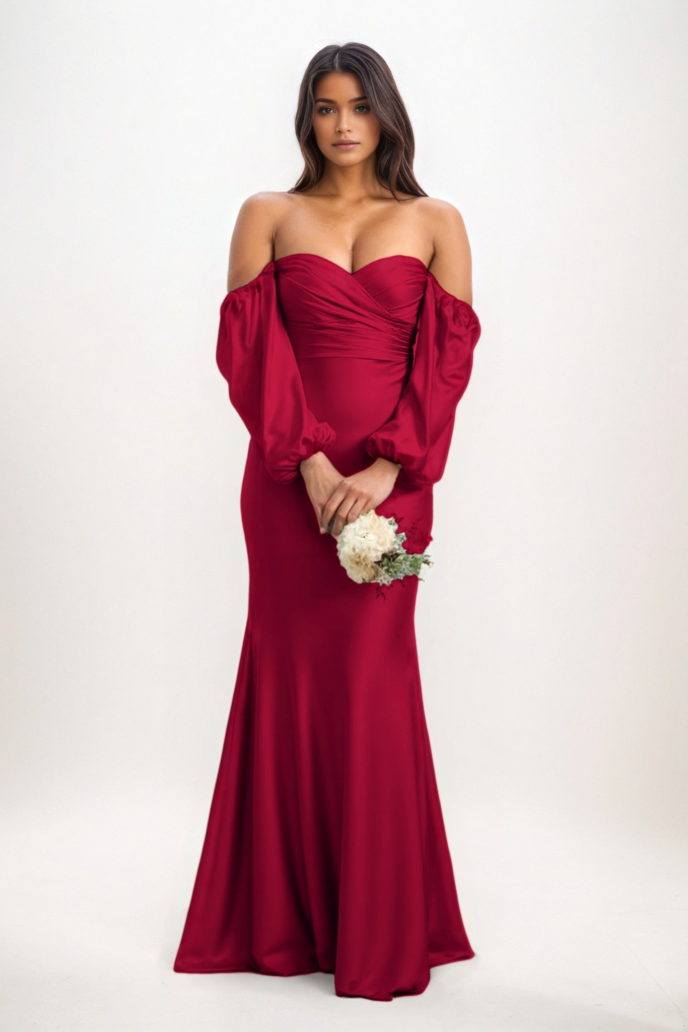 Trumpet-Mermaid Maxi Luxe Satin Bridesmaid Dress CB0817