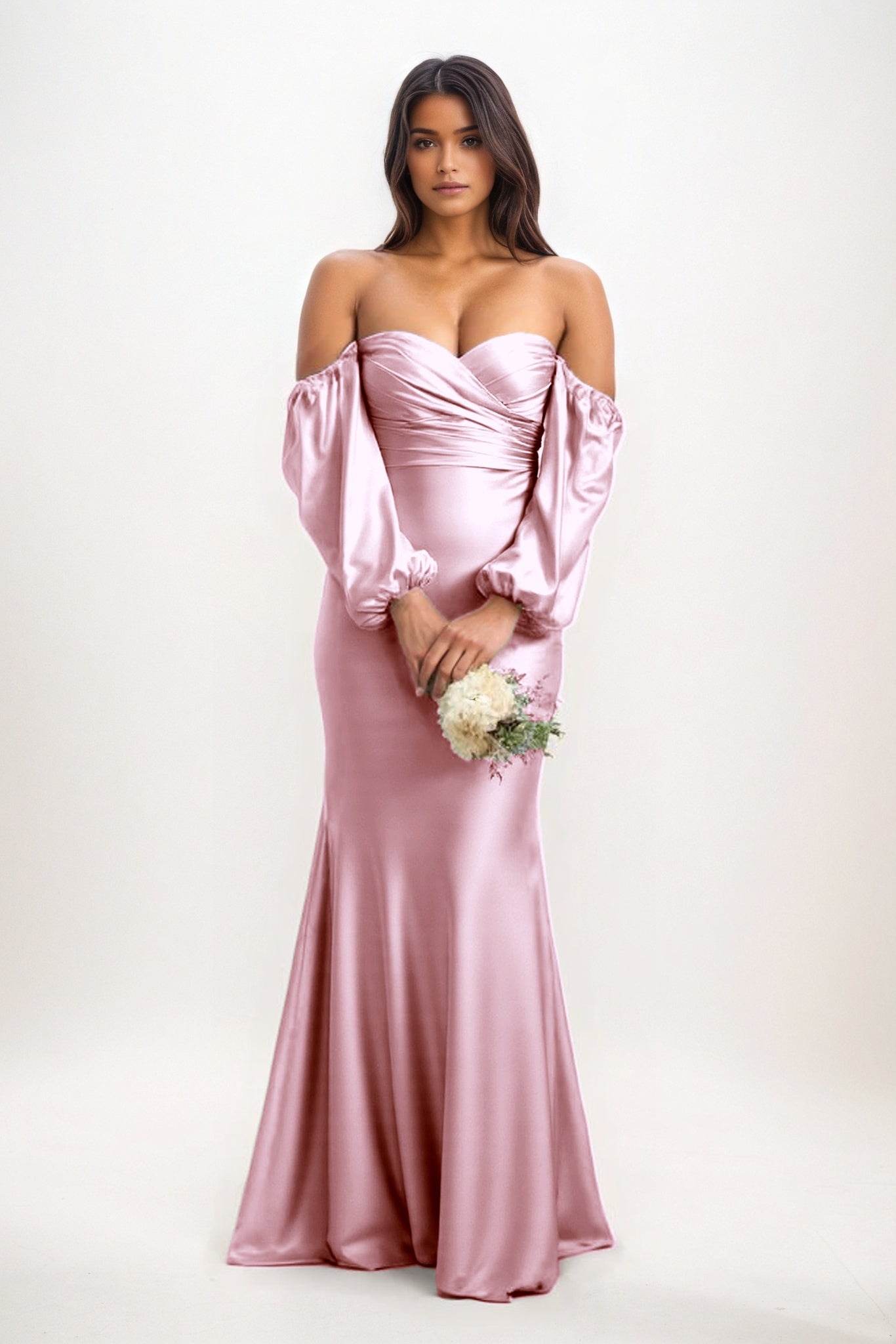 Trumpet-Mermaid Maxi Luxe Satin Bridesmaid Dress CB0817