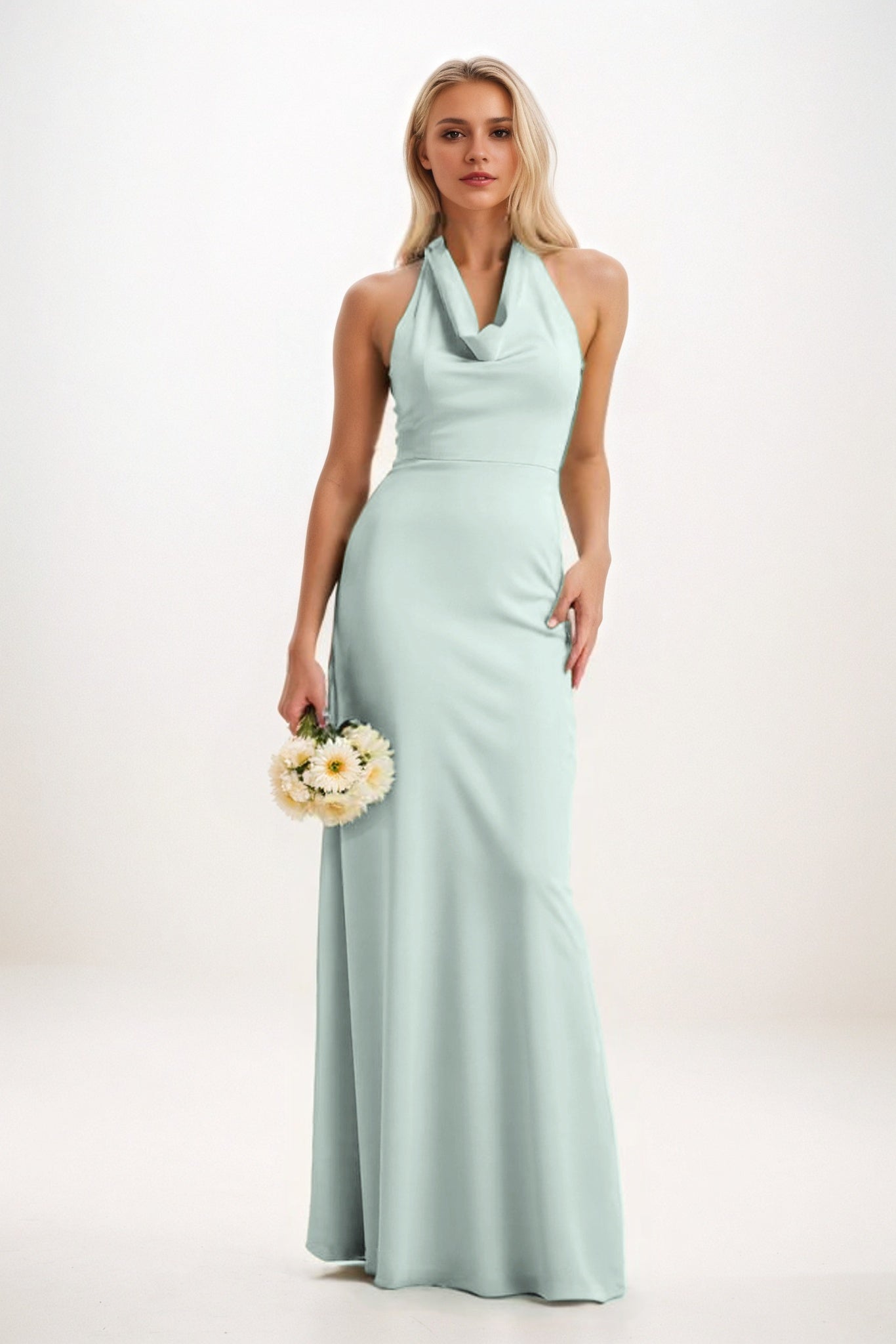 Sheath-Column Maxi Elastic Cloth Bridesmaid Dress CB0819