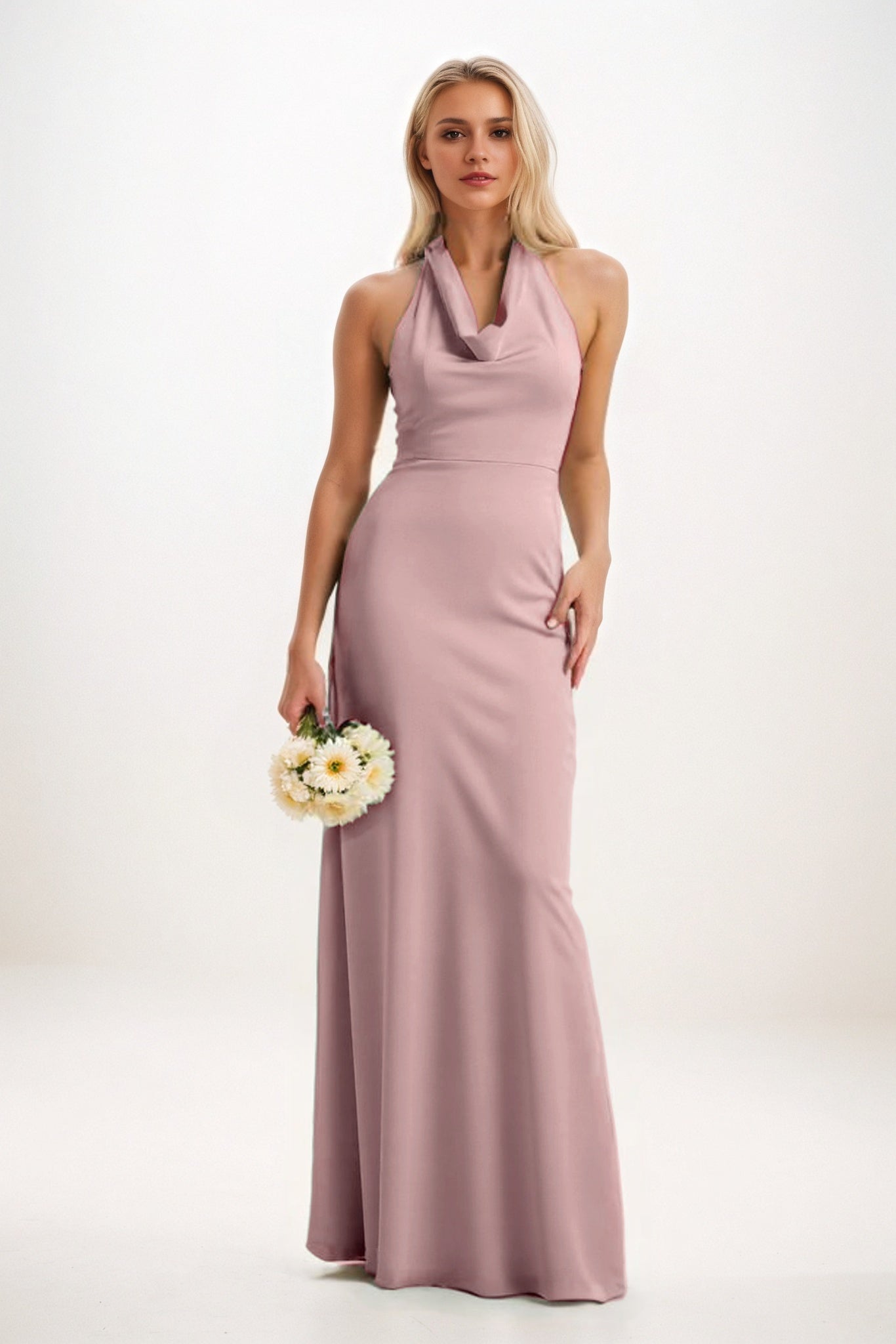 Sheath-Column Maxi Elastic Cloth Bridesmaid Dress CB0819
