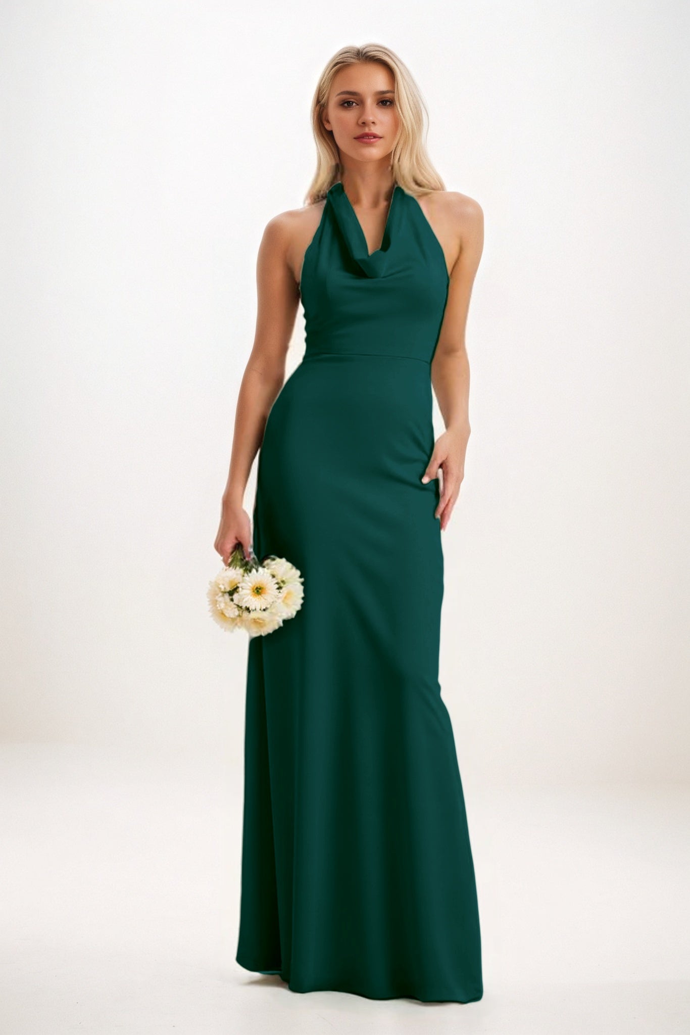 Sheath-Column Maxi Elastic Cloth Bridesmaid Dress CB0819
