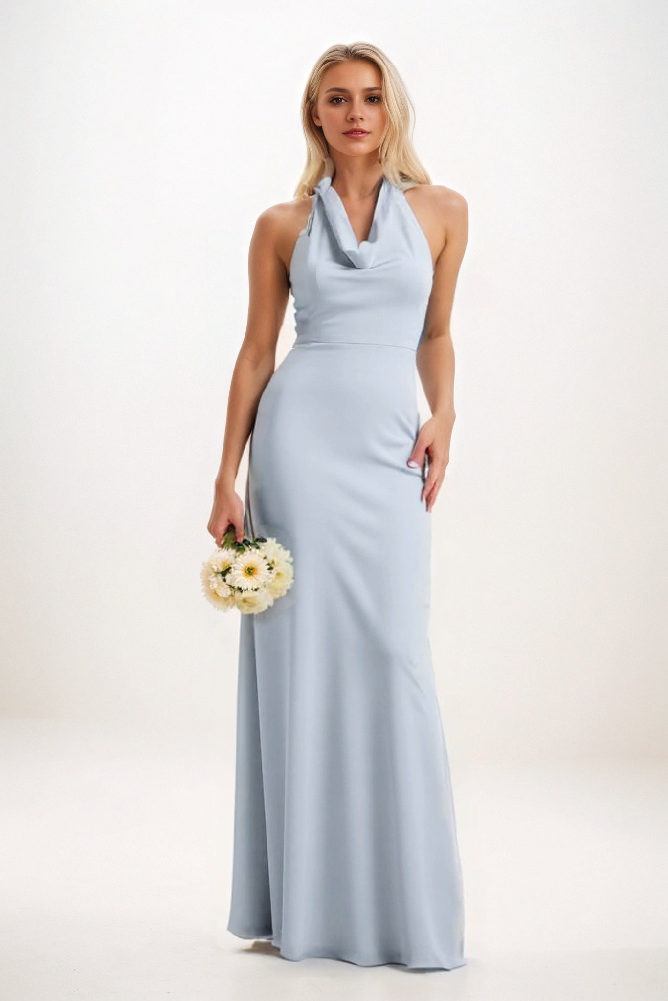 Sheath-Column Maxi Elastic Cloth Bridesmaid Dress CB0819