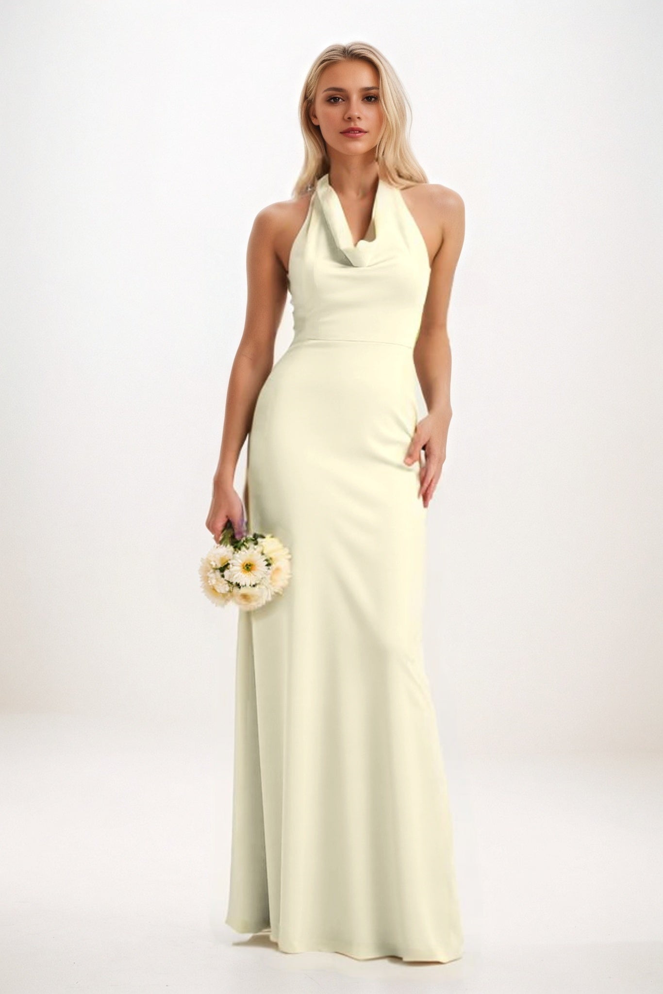 Sheath-Column Maxi Elastic Cloth Bridesmaid Dress CB0819
