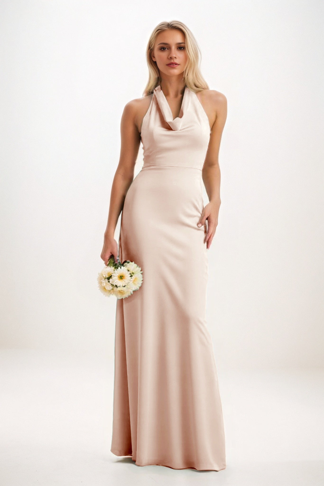 Sheath-Column Maxi Elastic Cloth Bridesmaid Dress CB0819