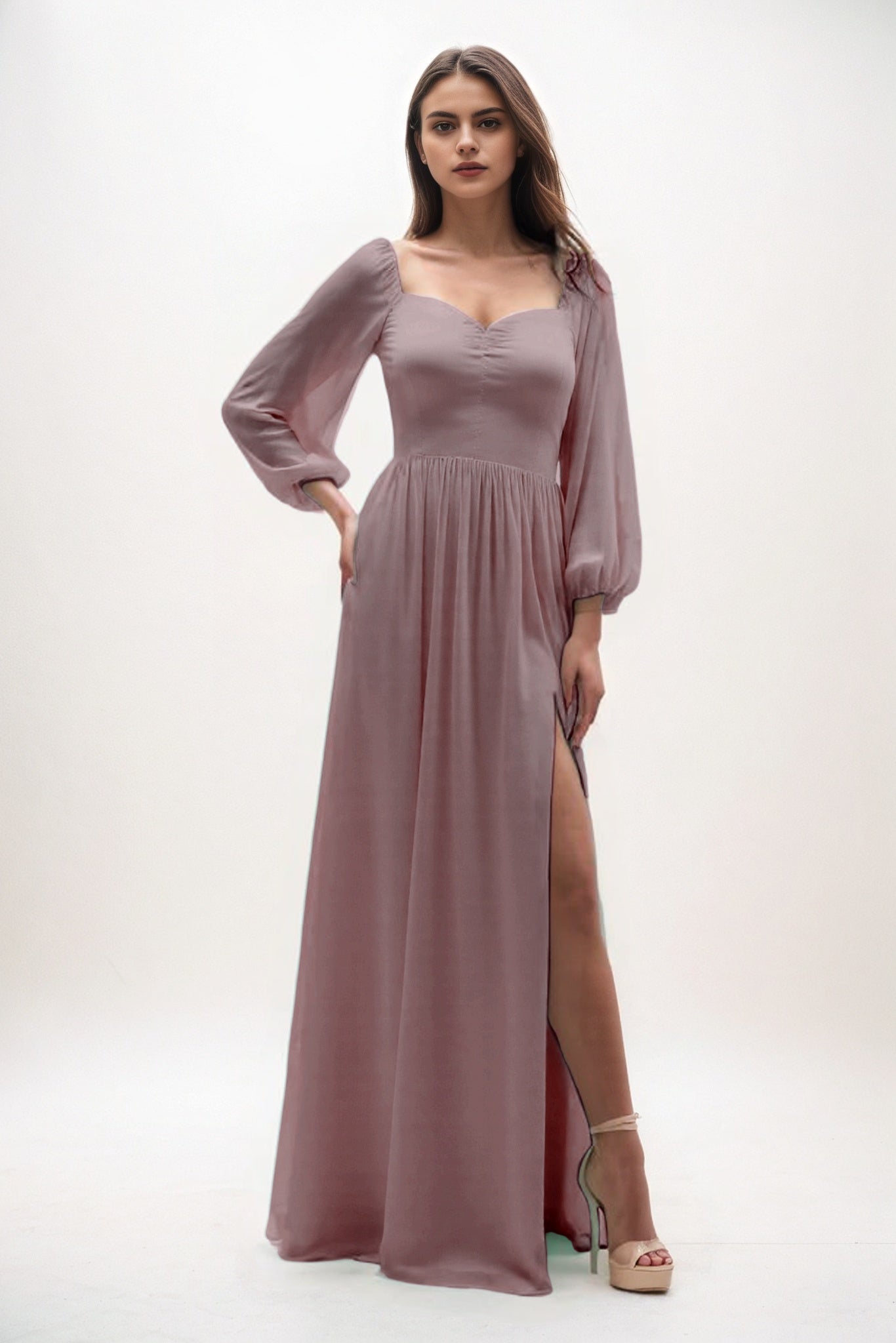 A-Line Maxi Chiffon Bridesmaid Dress CB0821