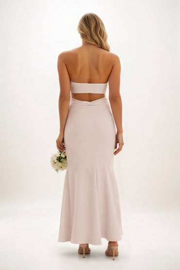 Sheath-Column Midi Luxe Satin Bridesmaid Dress CB0829