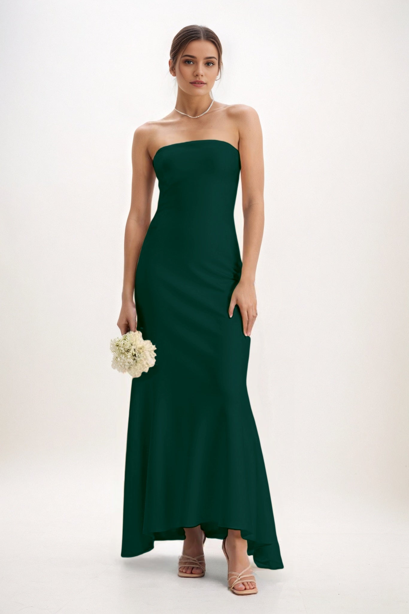 Sheath-Column Midi Luxe Satin Bridesmaid Dress CB0829