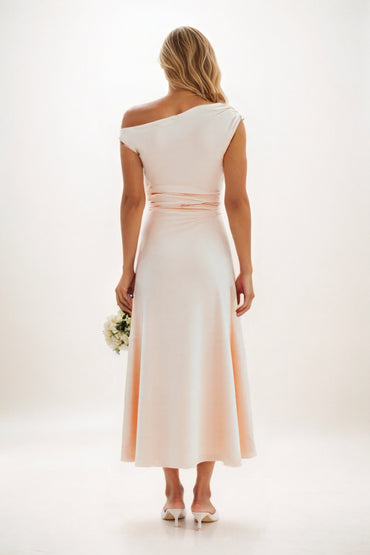A-Line Midi Luxe Satin Bridesmaid Dress CB0830