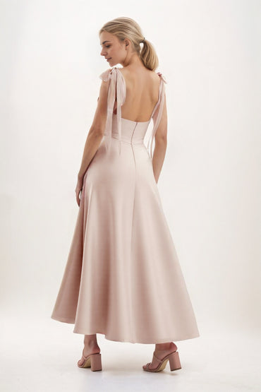 A-Line Midi Luxe Satin Bridesmaid Dress CB0832