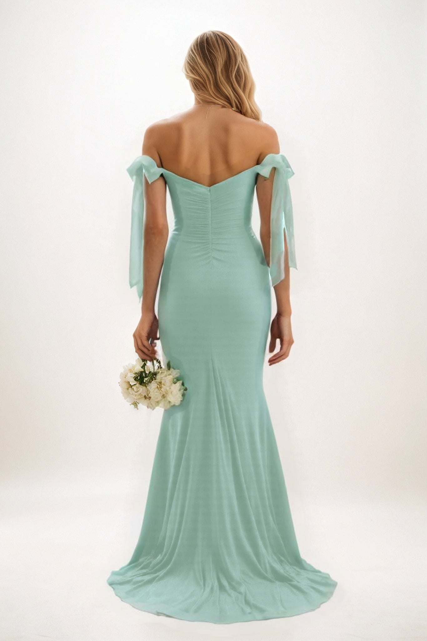 Sheath Sweep-Brush Train Luxe Satin Bridesmaid Dress CB0834