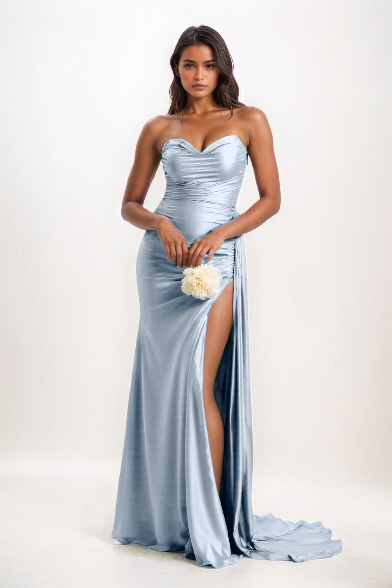 Sheath-Column Court Train Luxe Satin Bridesmaid Dress CB0835