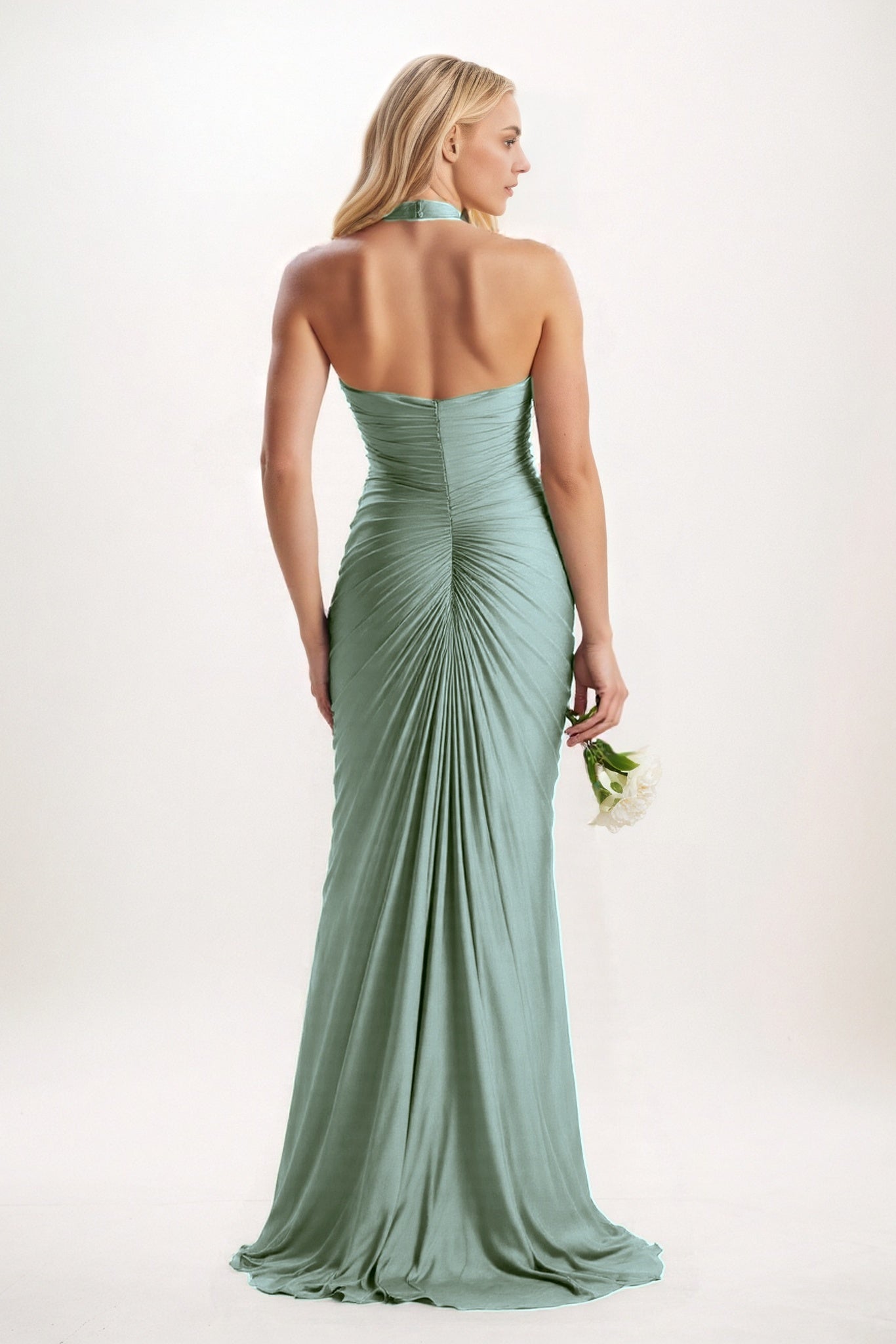 Sheath-Column Court Train Luxe Satin Bridesmaid Dress CB0836