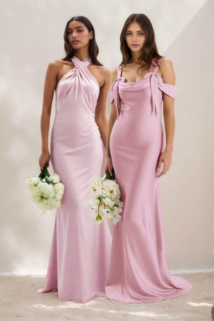 Sheath Luxe Satin Pink Bridesmaid Dresses COCOMELODY CB0837, Purple Dusk Sheath Luxe Satin Pink Bridesmaid Dresses COCOMELODY CB0837, Purple Dusk