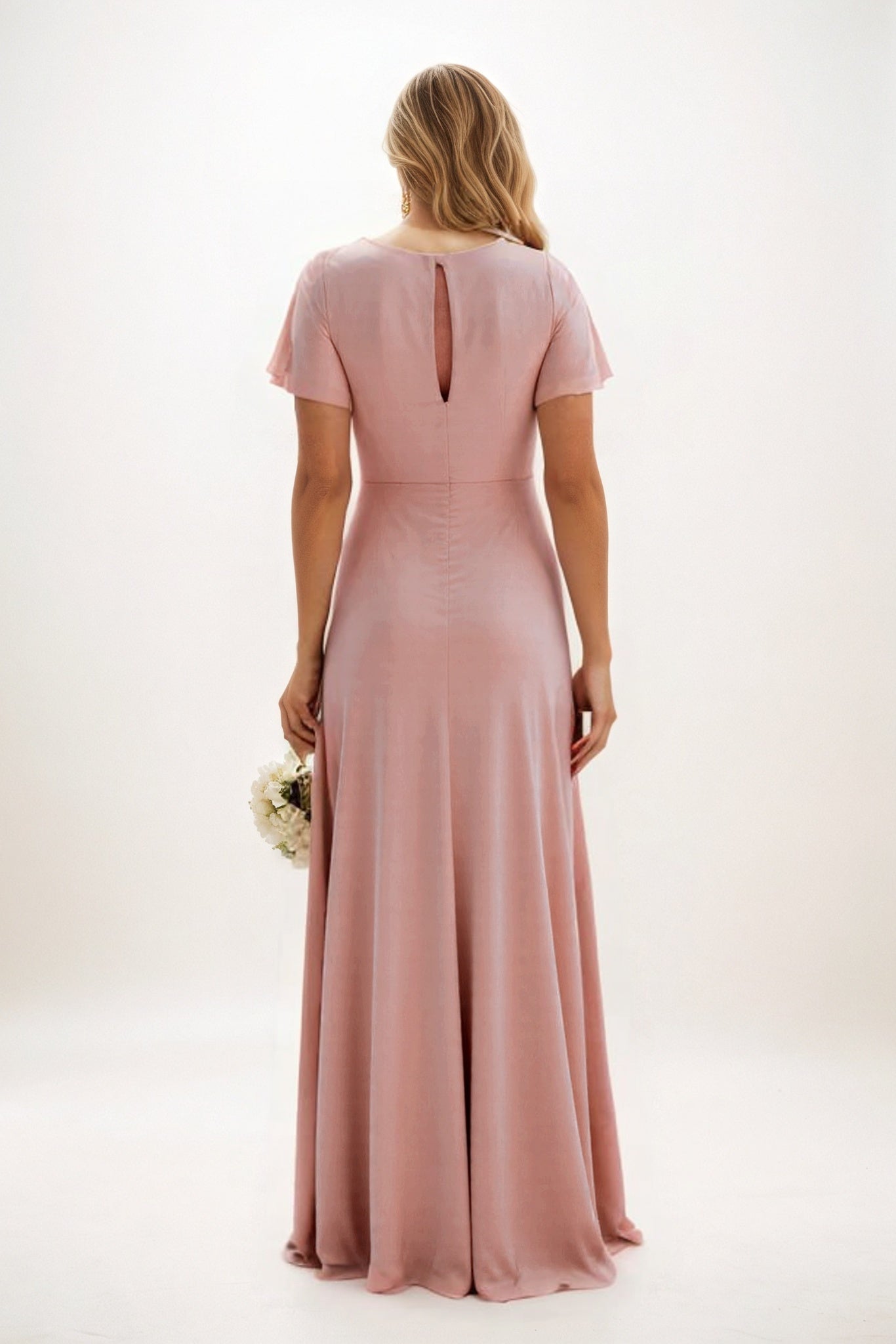 A-Line Maxi Luxe Satin Bridesmaid Dress CB0838