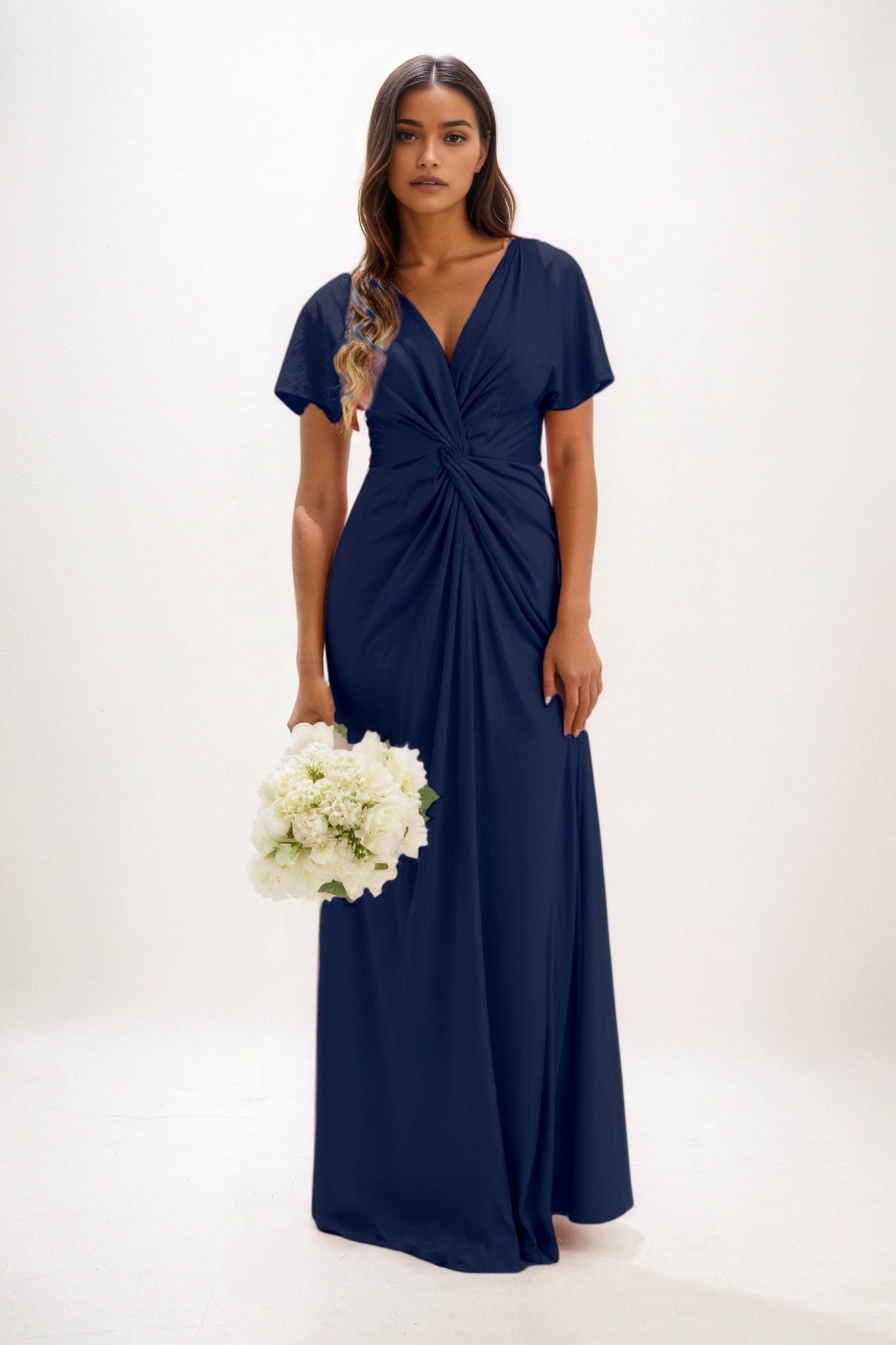 A-Line Maxi Luxe Satin Bridesmaid Dress CB0838