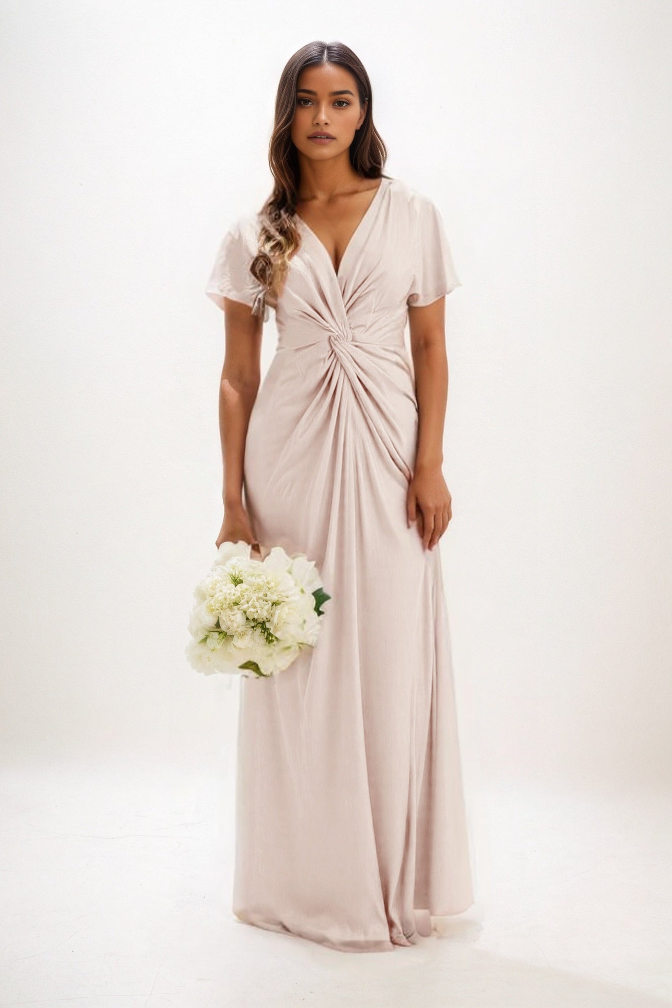 A-Line Maxi Luxe Satin Bridesmaid Dress CB0838
