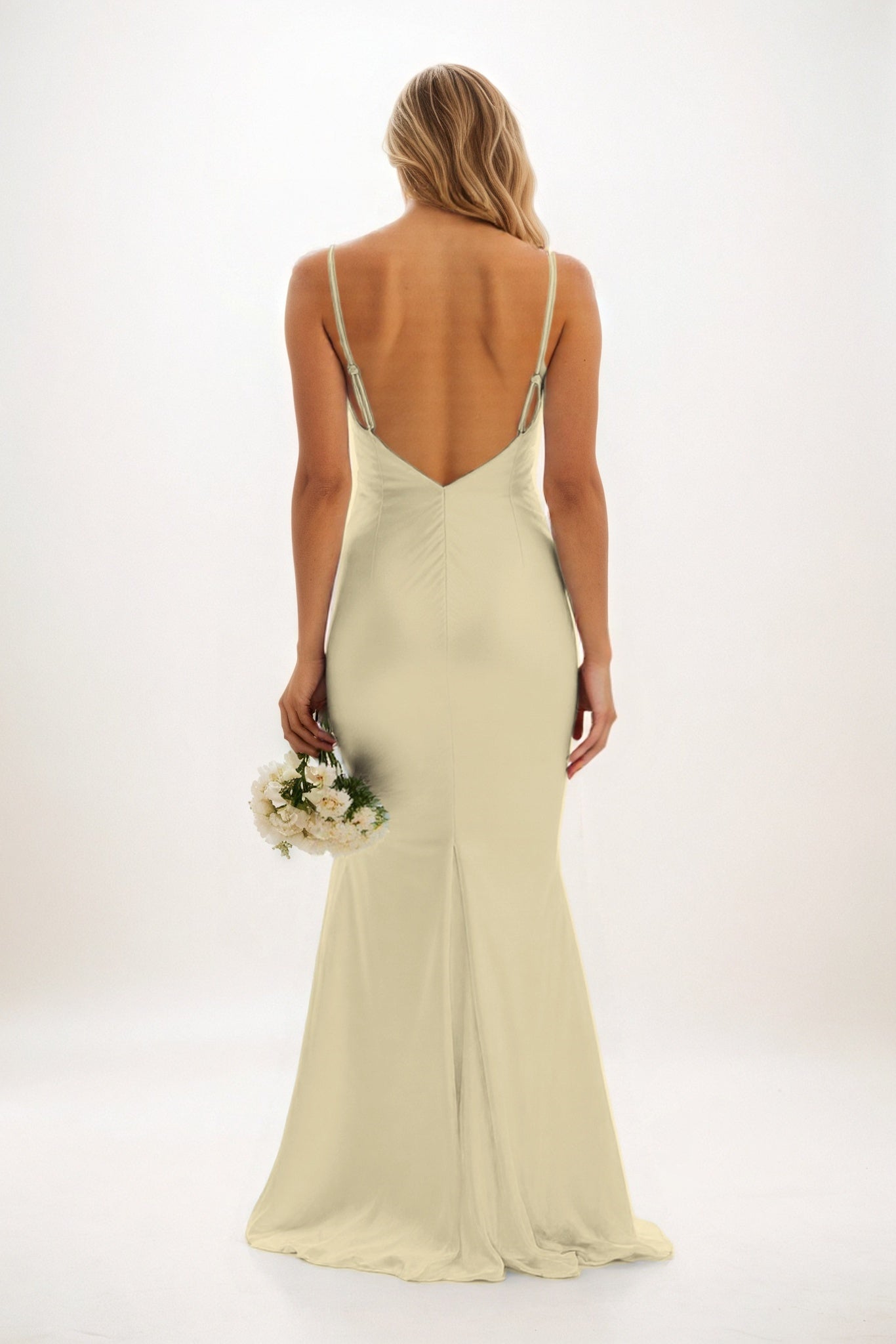 Sheath-Column Maxi Luxe Satin Bridesmaid Dress CB0839