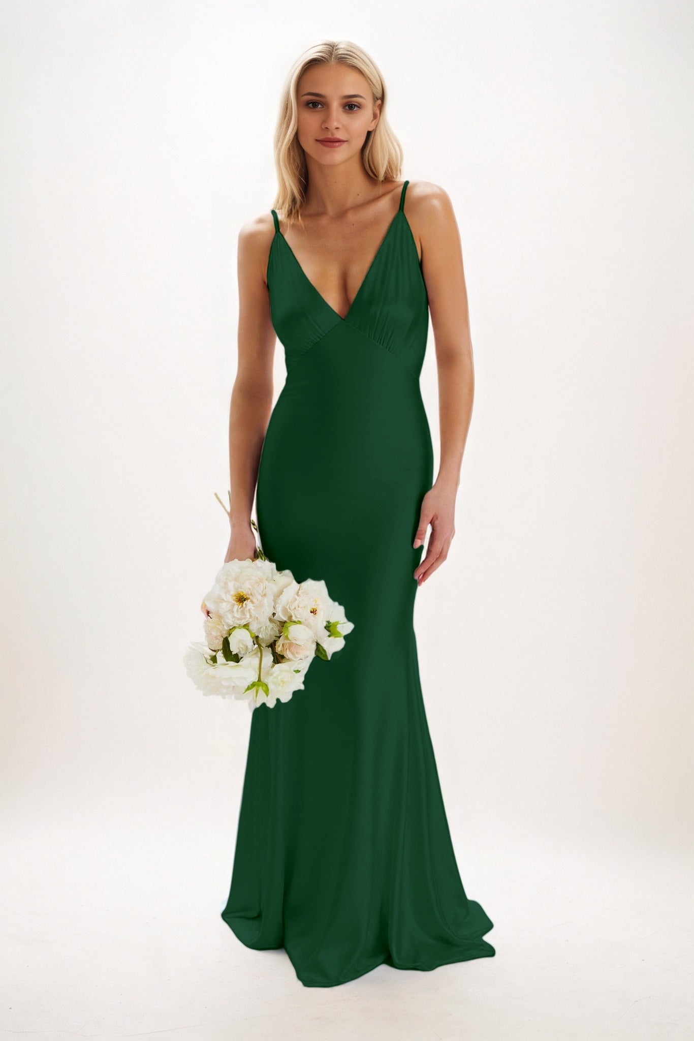 Sheath-Column Maxi Luxe Satin Bridesmaid Dress CB0839