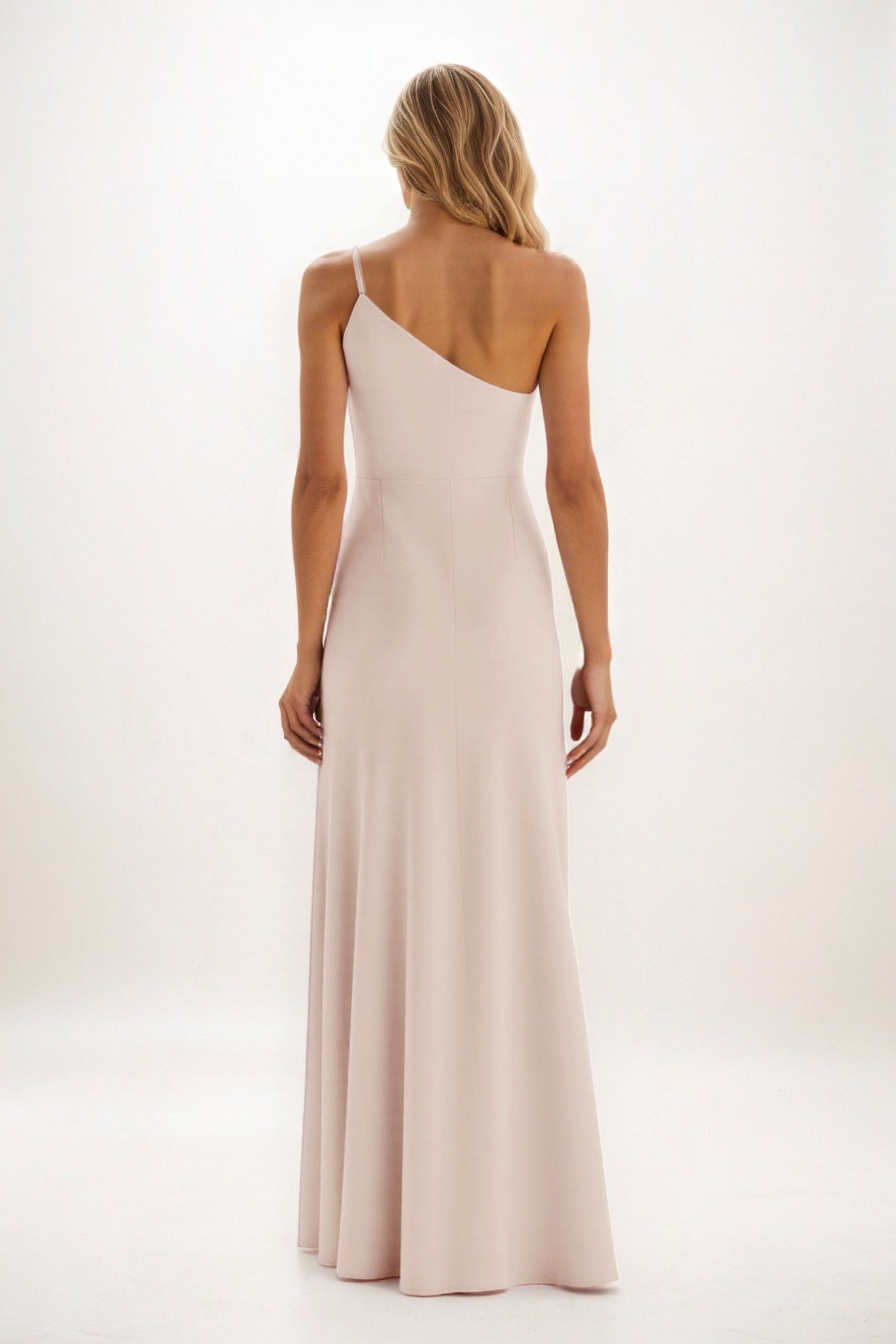Sheath-Column Maxi Luxe Satin Bridesmaid Dress CB0842