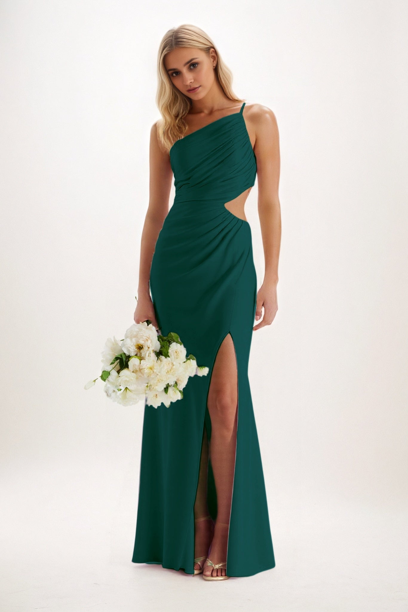 Sheath-Column Maxi Luxe Satin Bridesmaid Dress CB0842