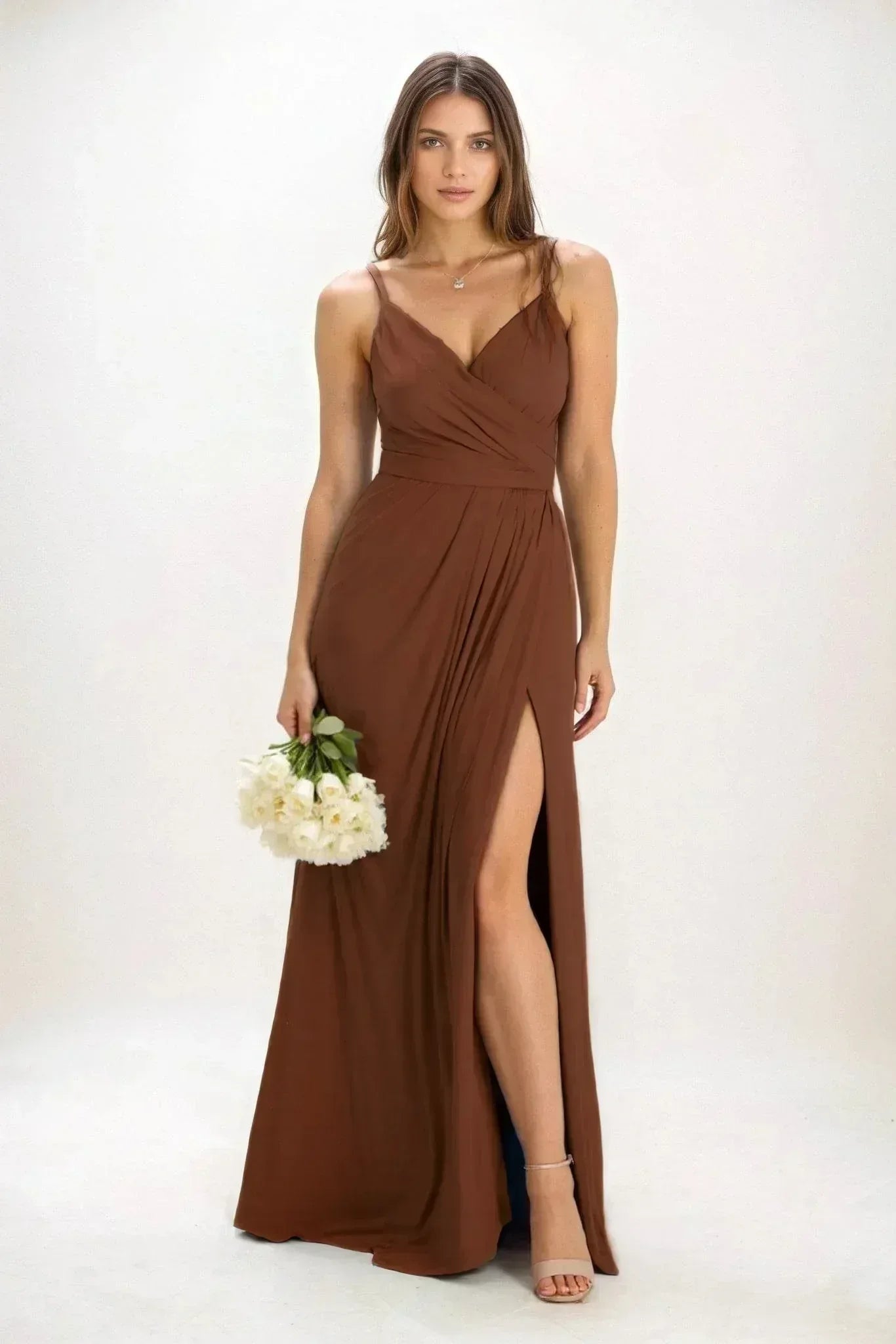 A-Line Maxi Luxe Satin Dress CB0844CS - COCOMELODY
