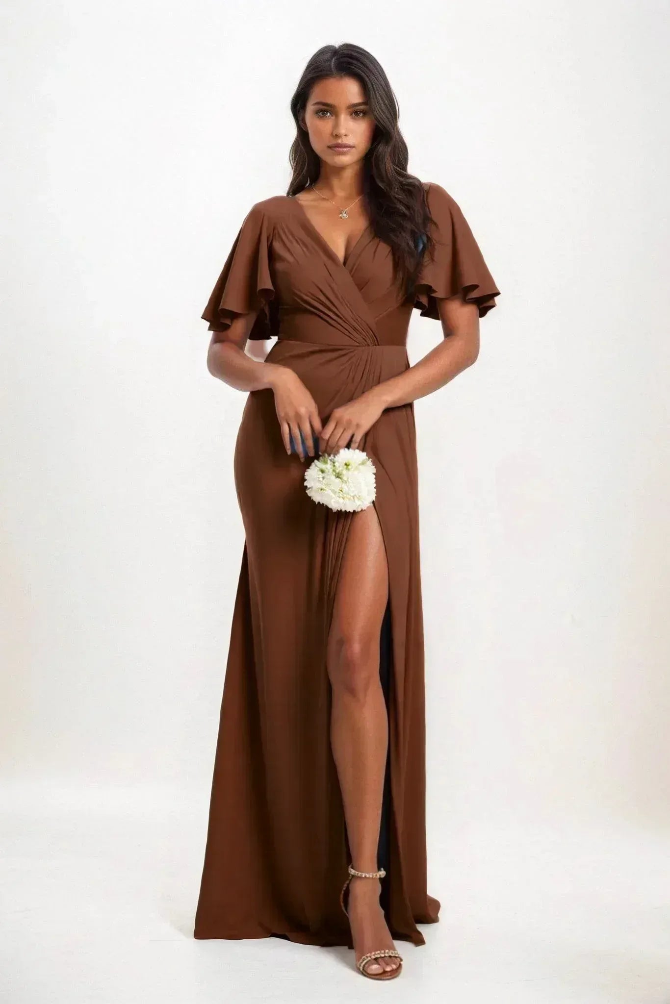 A-Line Maxi Luxe Satin Dress CB0846CS - COCOMELODY