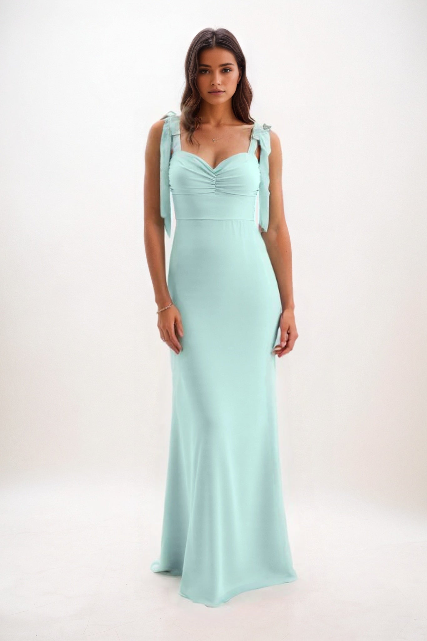 Sheath-Column Maxi Chiffon Bridesmaid Dress CB0849