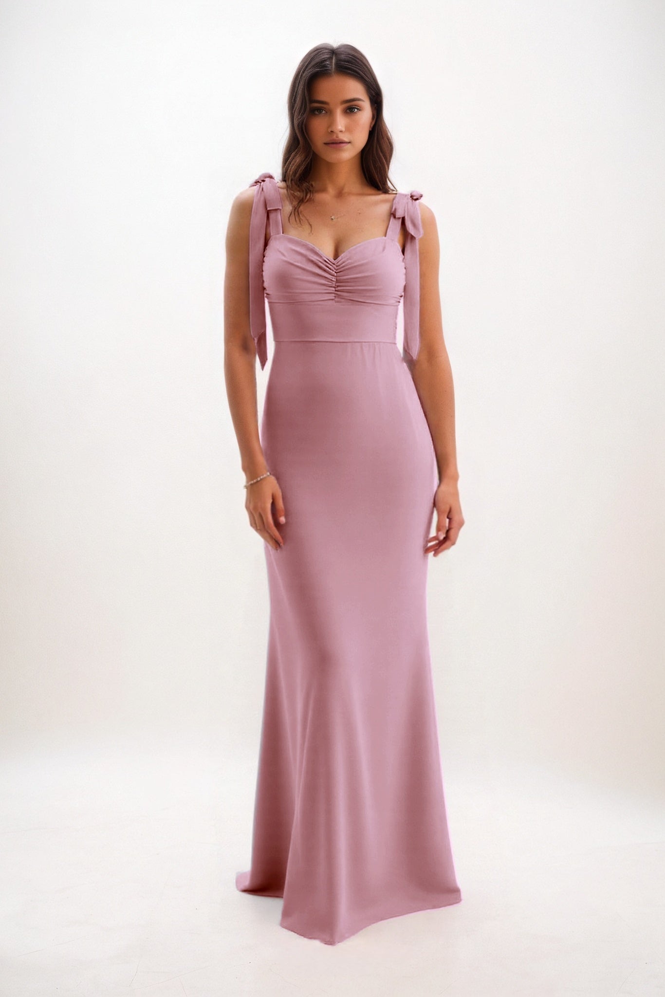Sheath-Column Maxi Chiffon Bridesmaid Dress CB0849