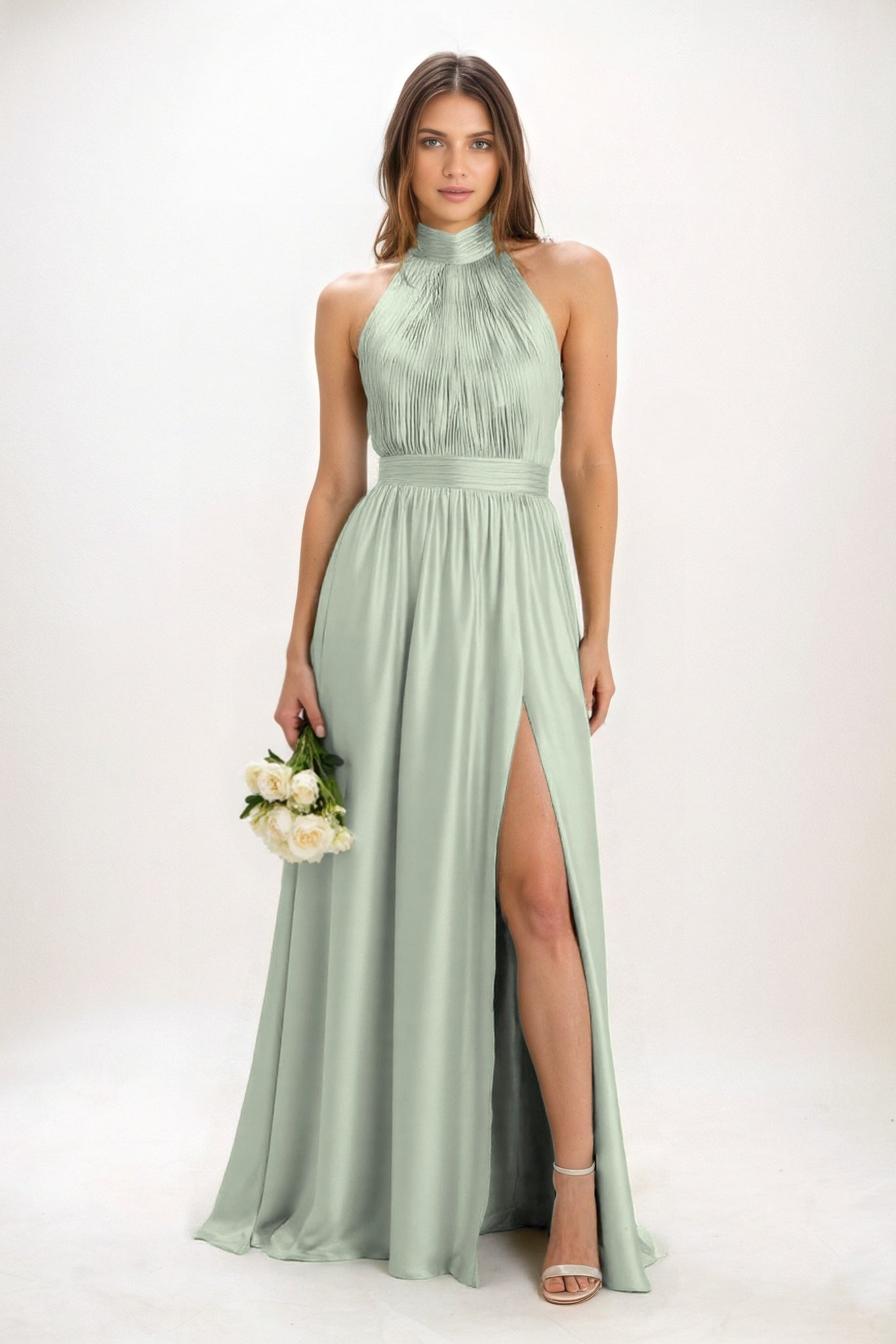 A-Line Maxi Luxe Satin Bridesmaid Dress CB0852