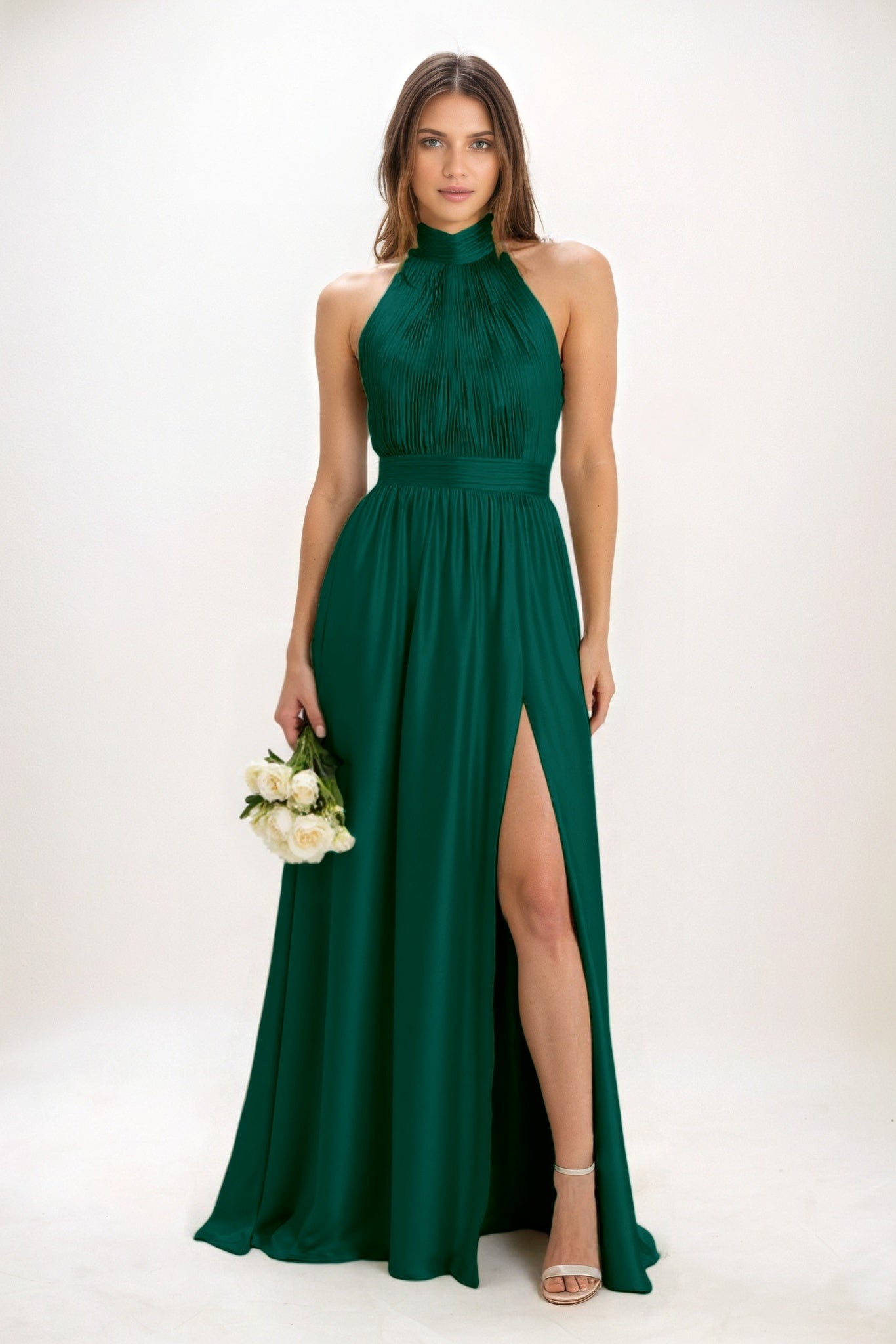 A-Line Maxi Luxe Satin Bridesmaid Dress CB0852