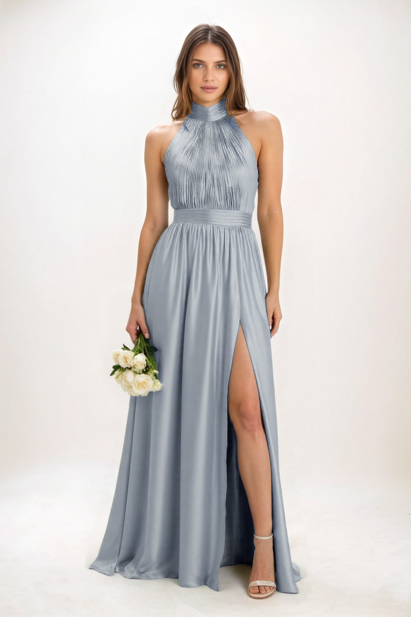 A-Line Maxi Luxe Satin Bridesmaid Dress CB0852