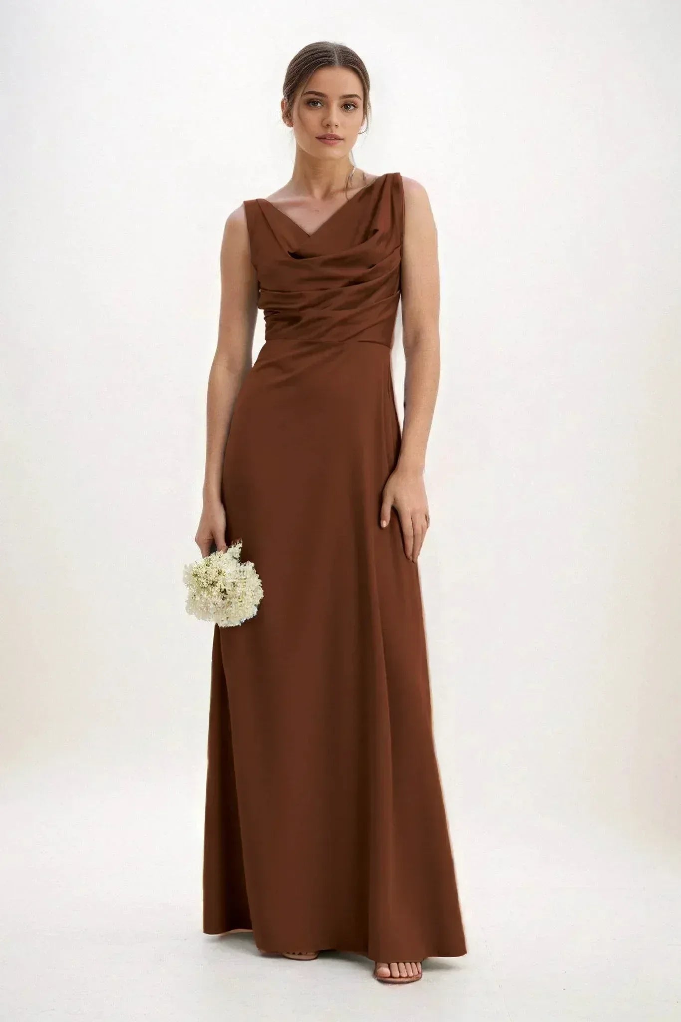A-Line Maxi Luxe Satin Dress CB0853CS - COCOMELODY