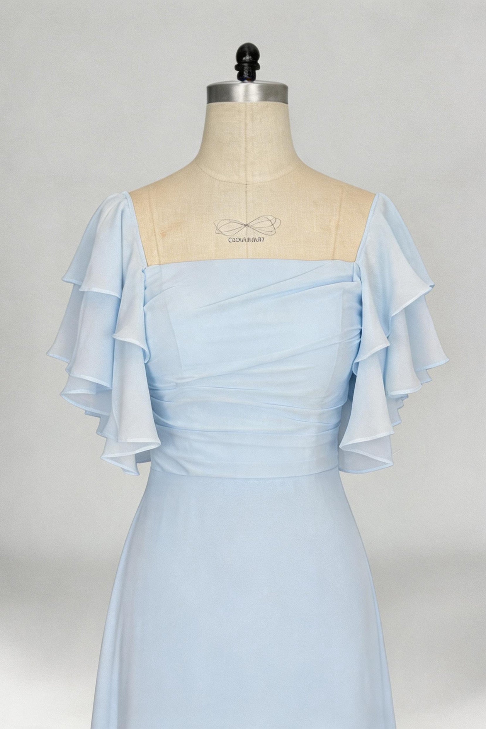 short chiffon bridesmaid dresses with sleeves Short Sleeve Chiffon Tea-Length Bridesmaid Dress