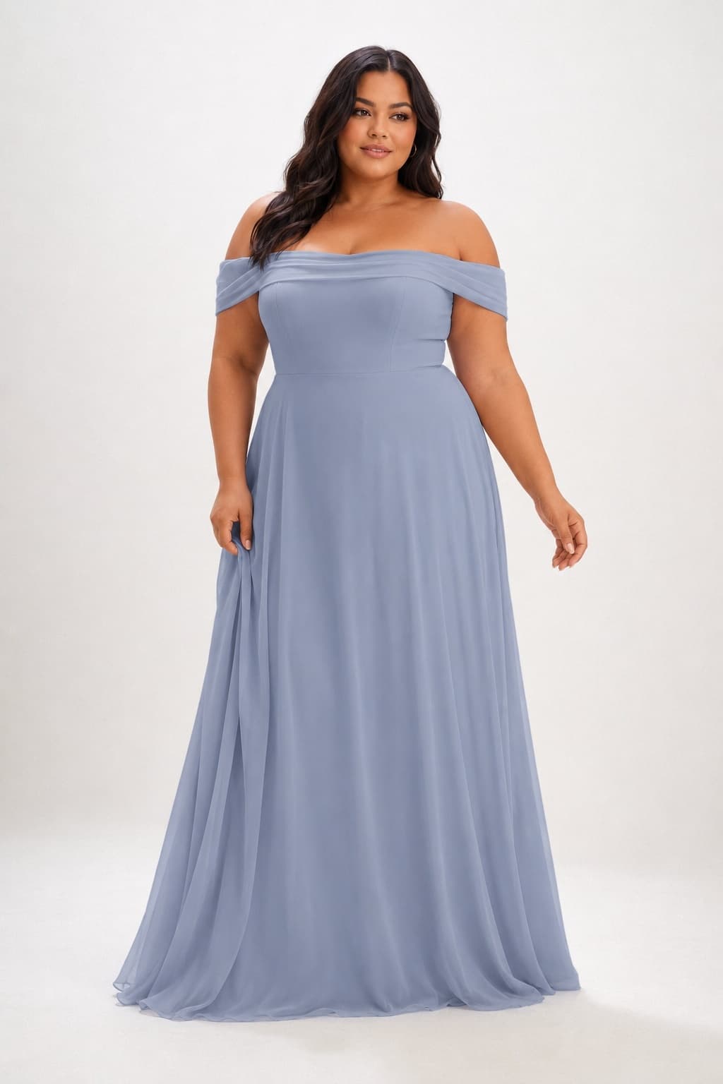 A-Line Maxi Chiffon Bridesmaid Dress CB0857 - Dusty Blue - COCOMELODY