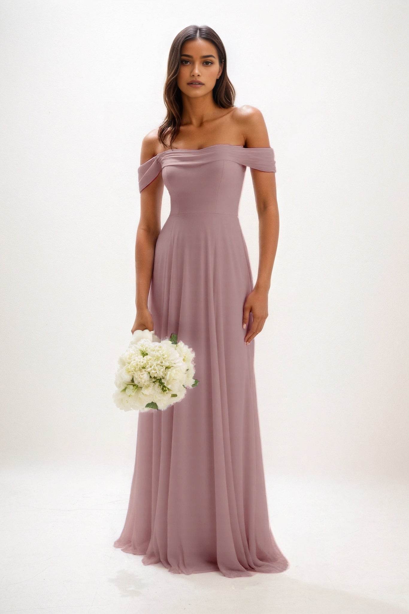 A-Line Maxi Chiffon Bridesmaid Dresses Off the Shoulder Pleated Maid of the Honor Dress COCOMELODY CB0857 A-Line Maxi Chiffon Bridesmaid Dresses Off the Shoulder Pleated Maid of the Honor Dress COCOMELODY CB0857