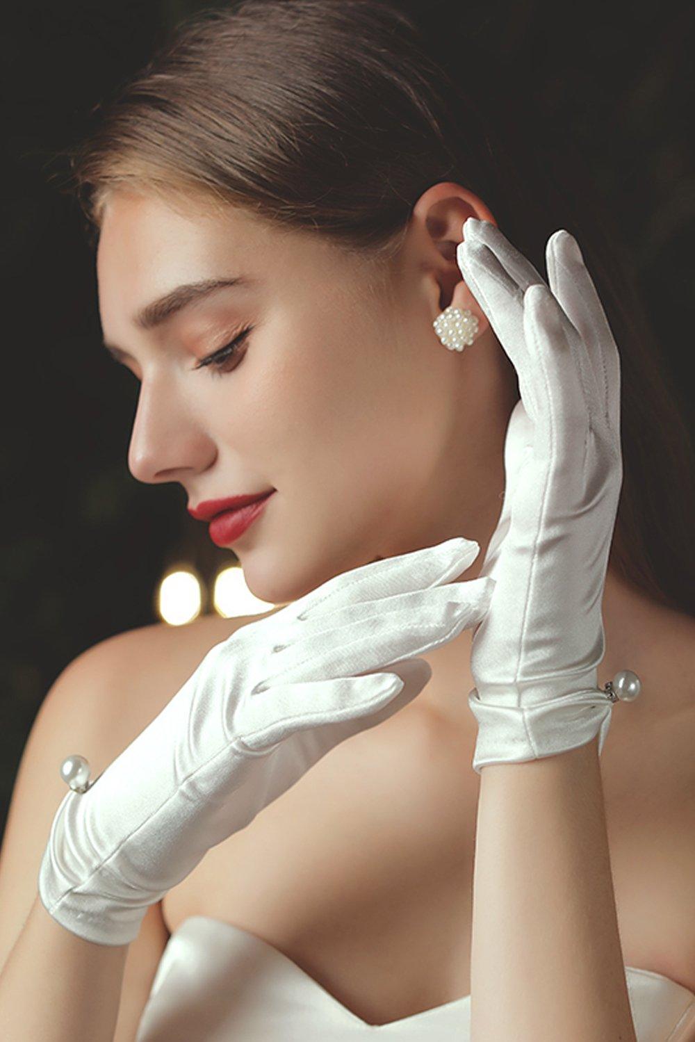 Fingertips Wrist Length Satin Wedding Gloves CD0085 - COCOMELODY
