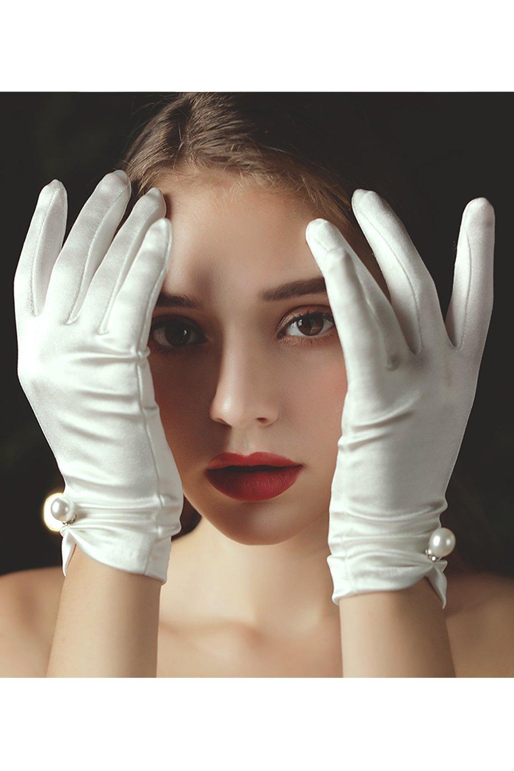 Fingertips Wrist Length Satin Wedding Gloves CD0085 - COCOMELODY