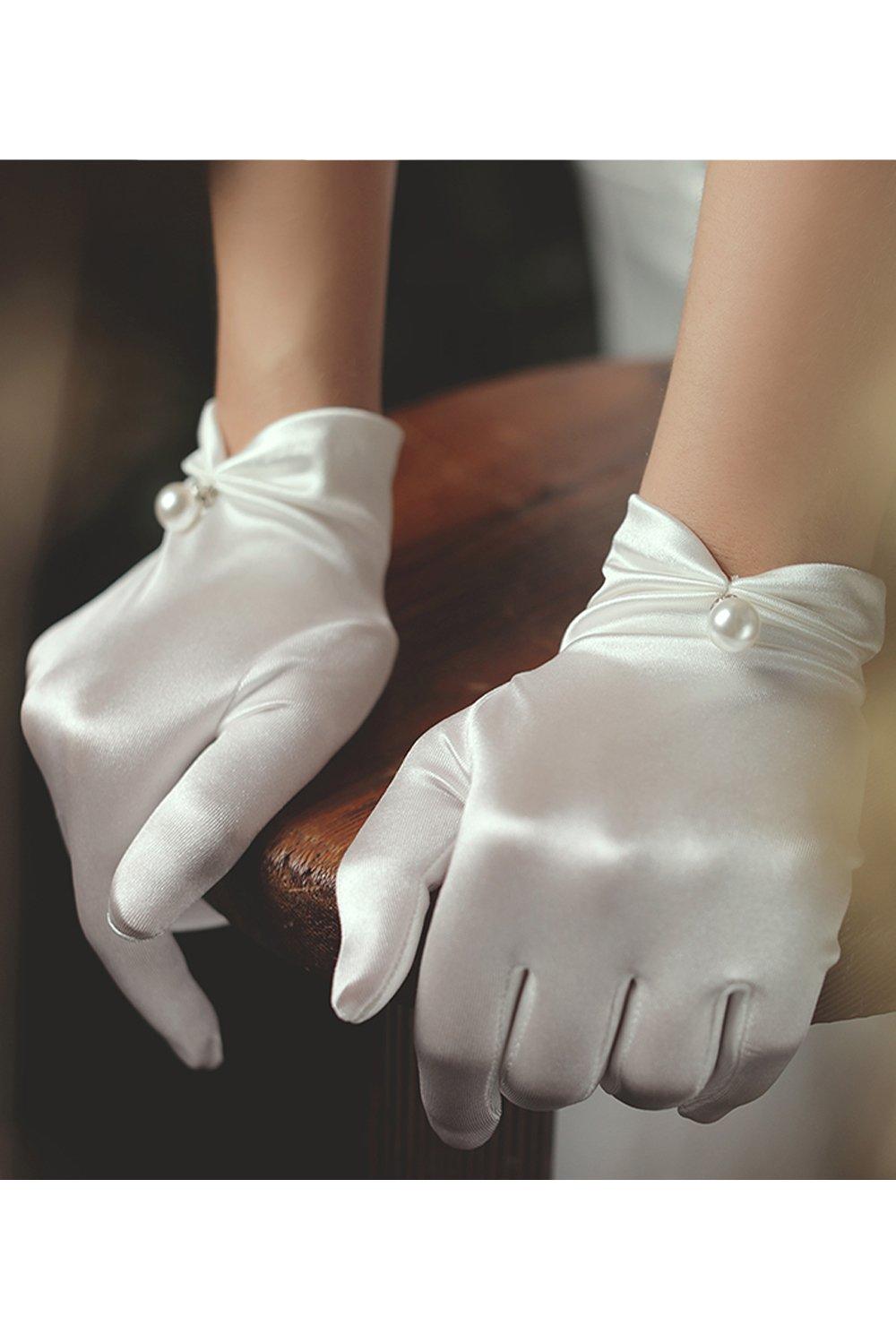 Fingertips Wrist Length Satin Wedding Gloves CD0085 - COCOMELODY