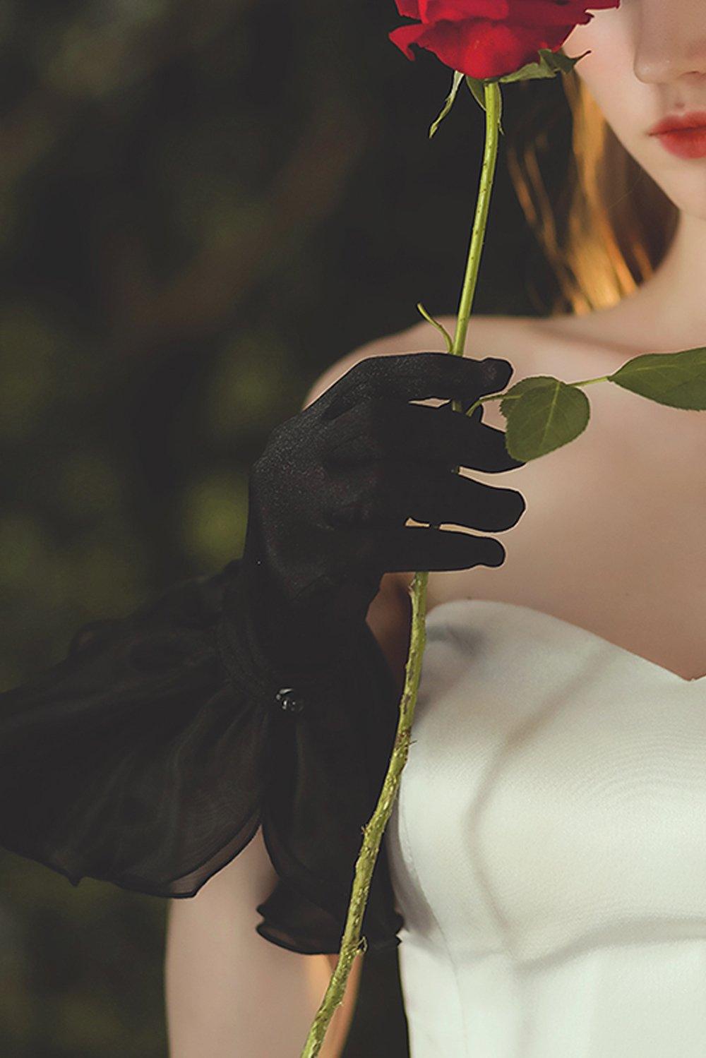 Fingertips Wrist Length Satin Wedding Gloves CD0090 - COCOMELODY
