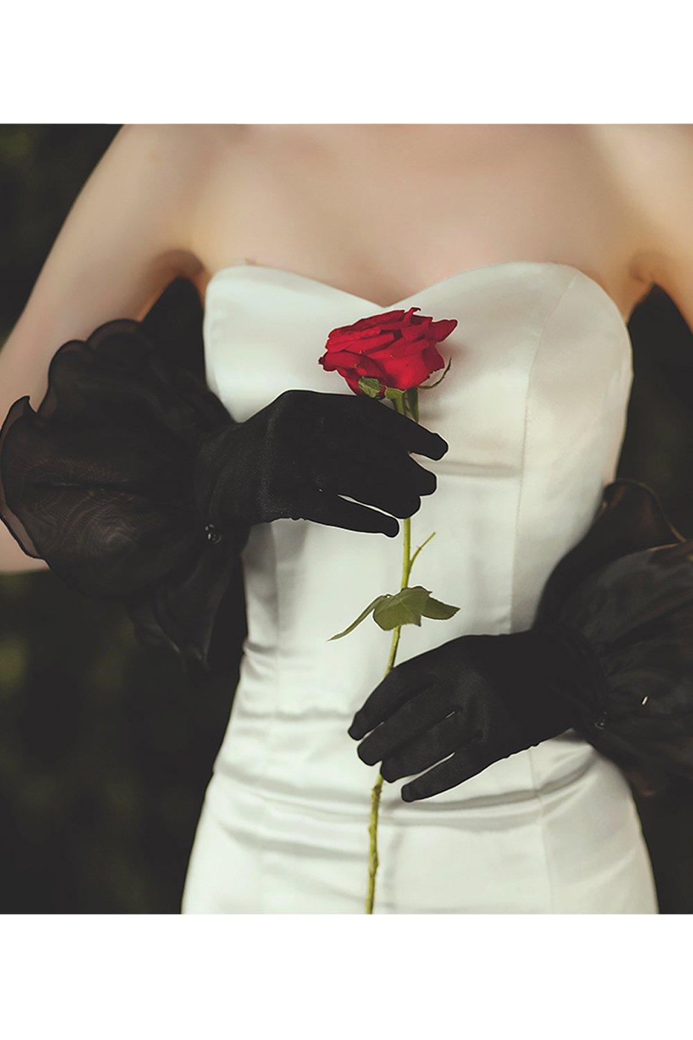 Fingertips Wrist Length Satin Wedding Gloves CD0090 - COCOMELODY