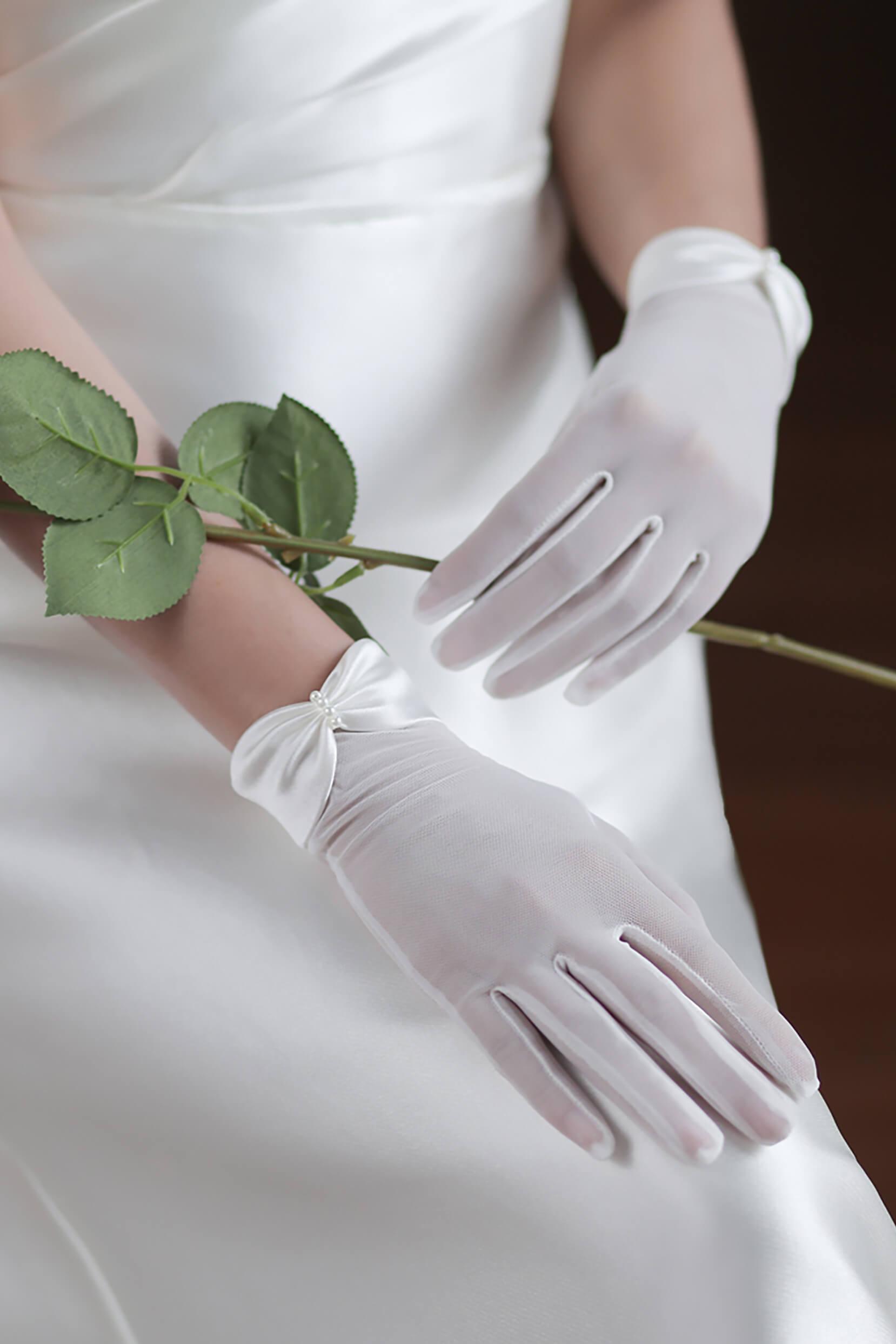 Fingertips Wrist Length Polyester Wedding Gloves CD0096 - COCOMELODY