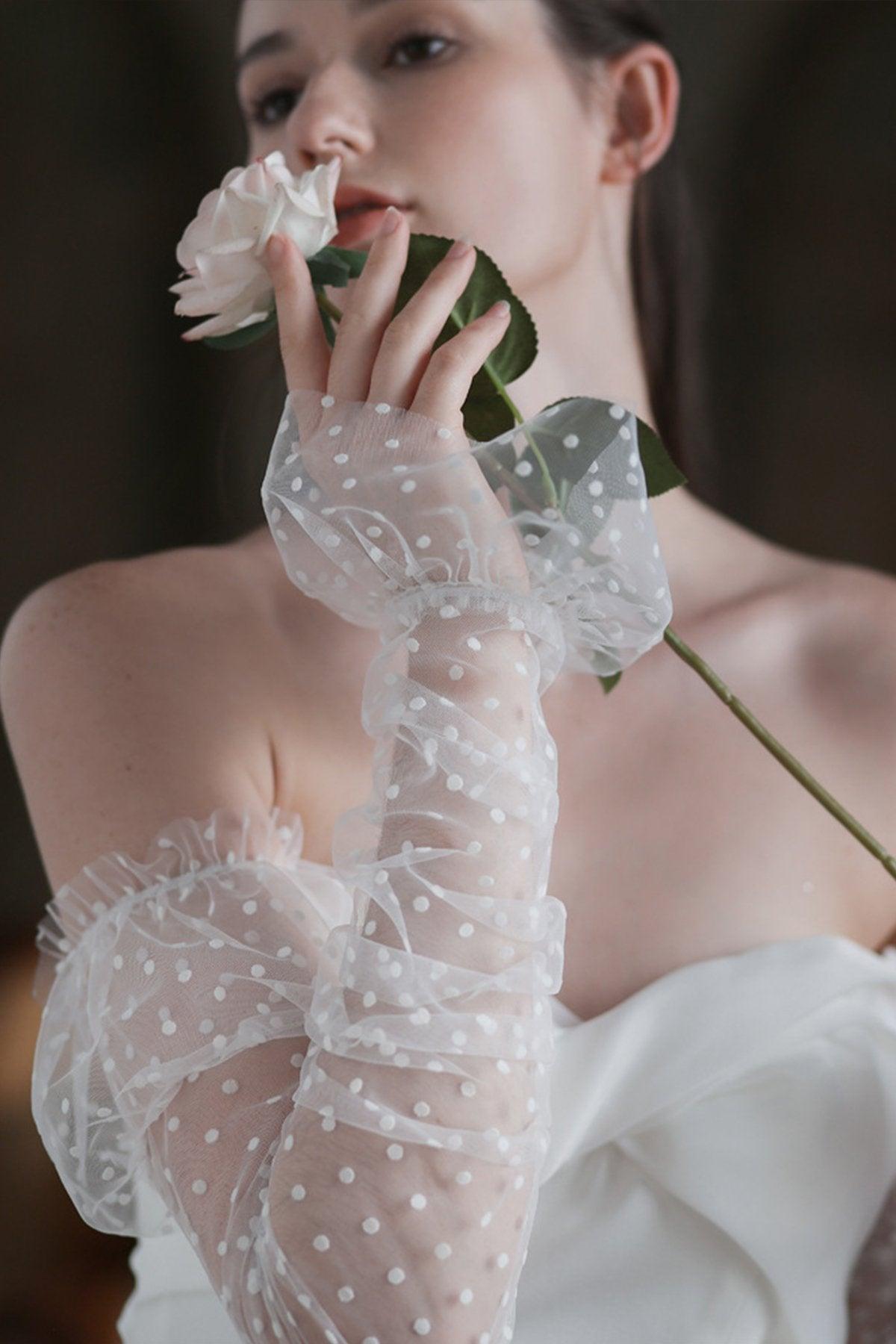 Fingerless Opera Length Tulle Wedding Gloves CD0099