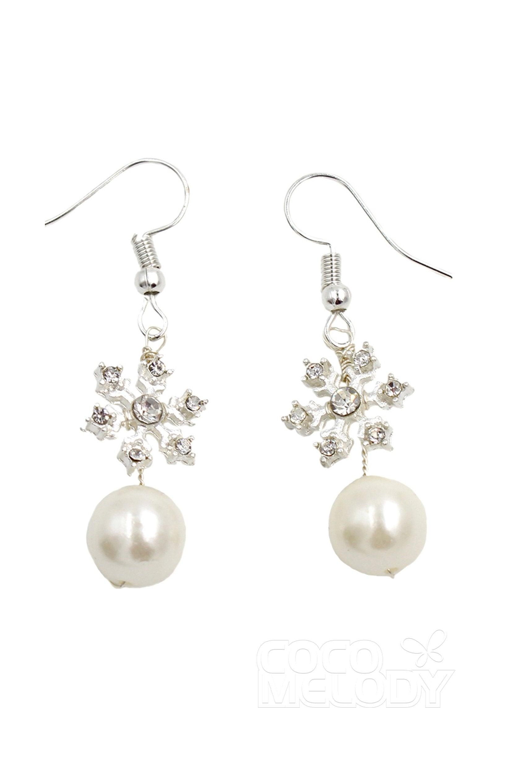Alloy Wedding Earrings with Imitation Pearl CE0048 - COCOMELODY