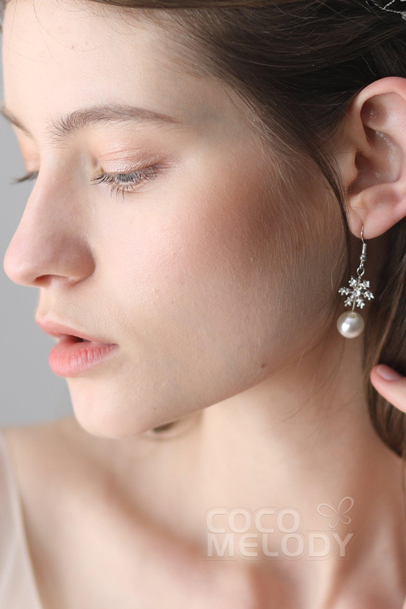 Alloy Wedding Earrings with Imitation Pearl CE0048 - COCOMELODY