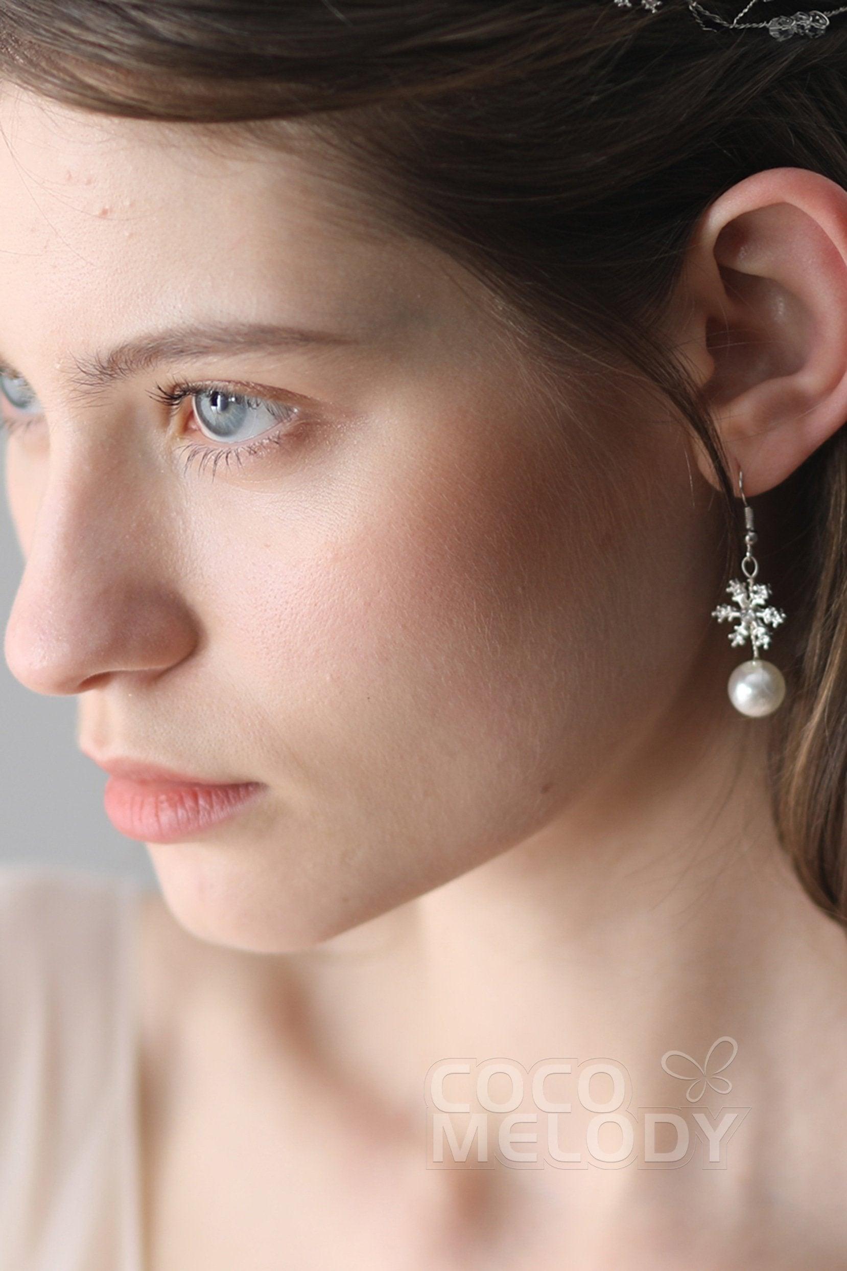Alloy Wedding Earrings with Imitation Pearl CE0048 - COCOMELODY