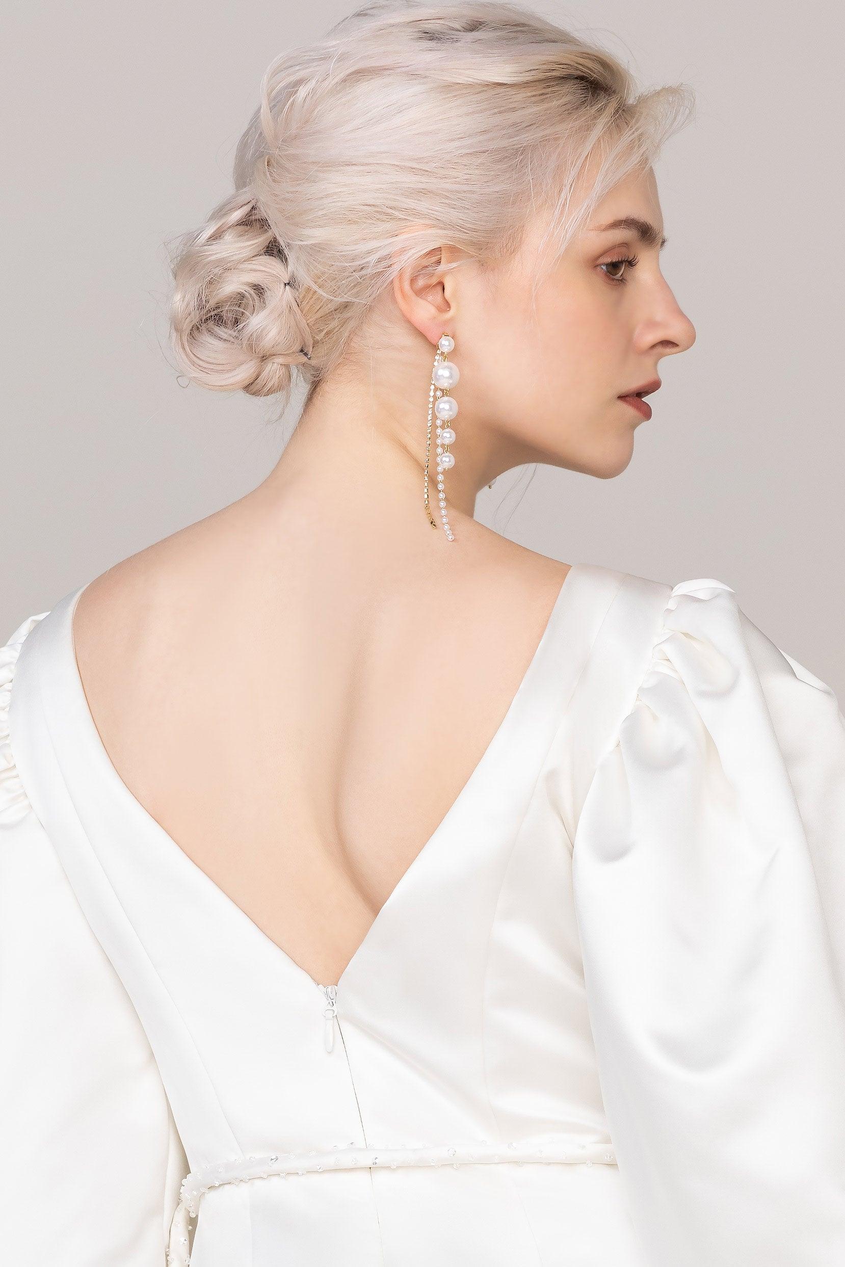 Alloy Earrings with Rhinestone Imitation Pearl CE0117 - COCOMELODY